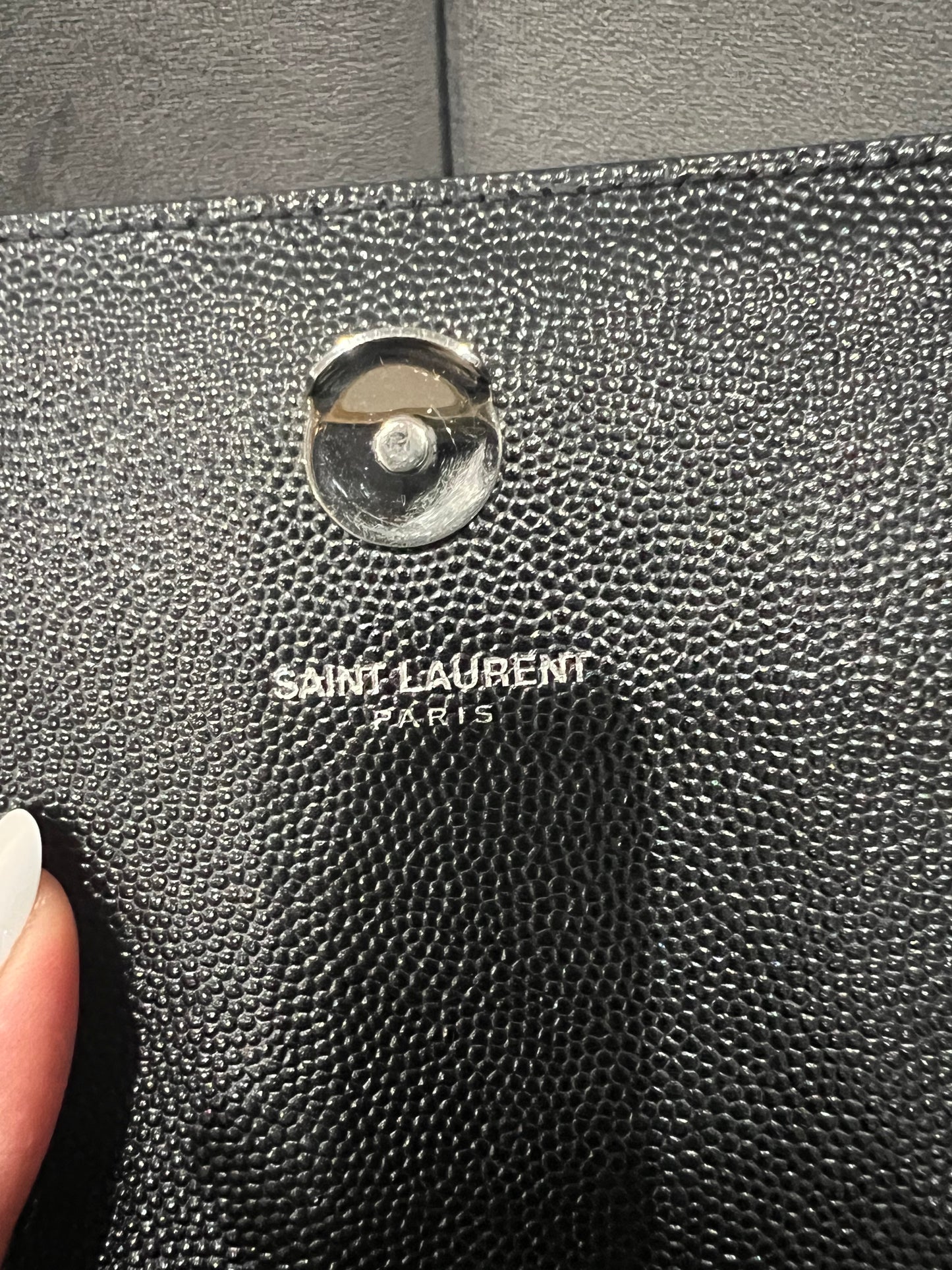 YVES SAINT LAURENT Grain De Poudre Medium Classic Monogram Kate Satchel Black