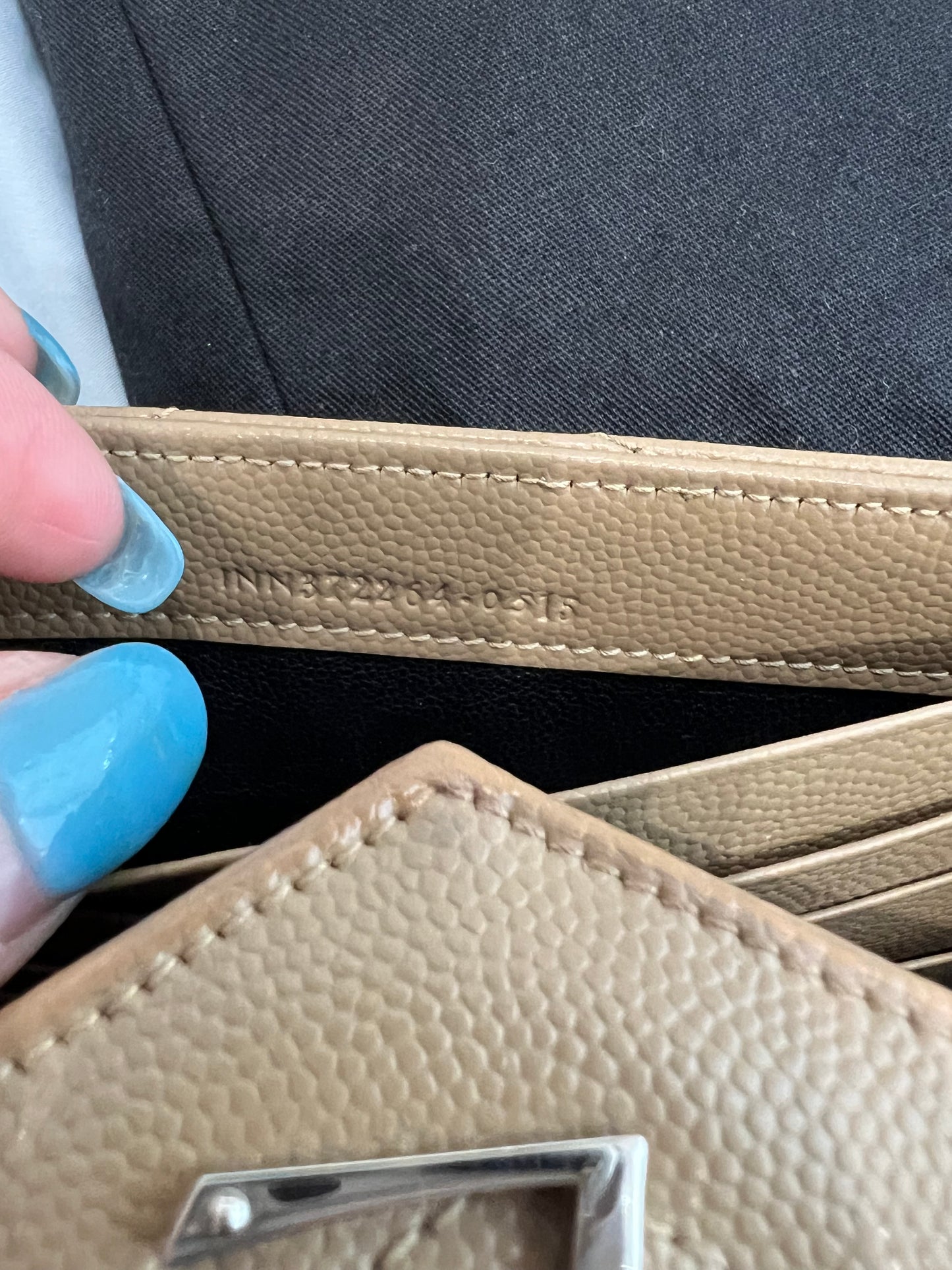 Beige YSL cassandre wallet on chain
