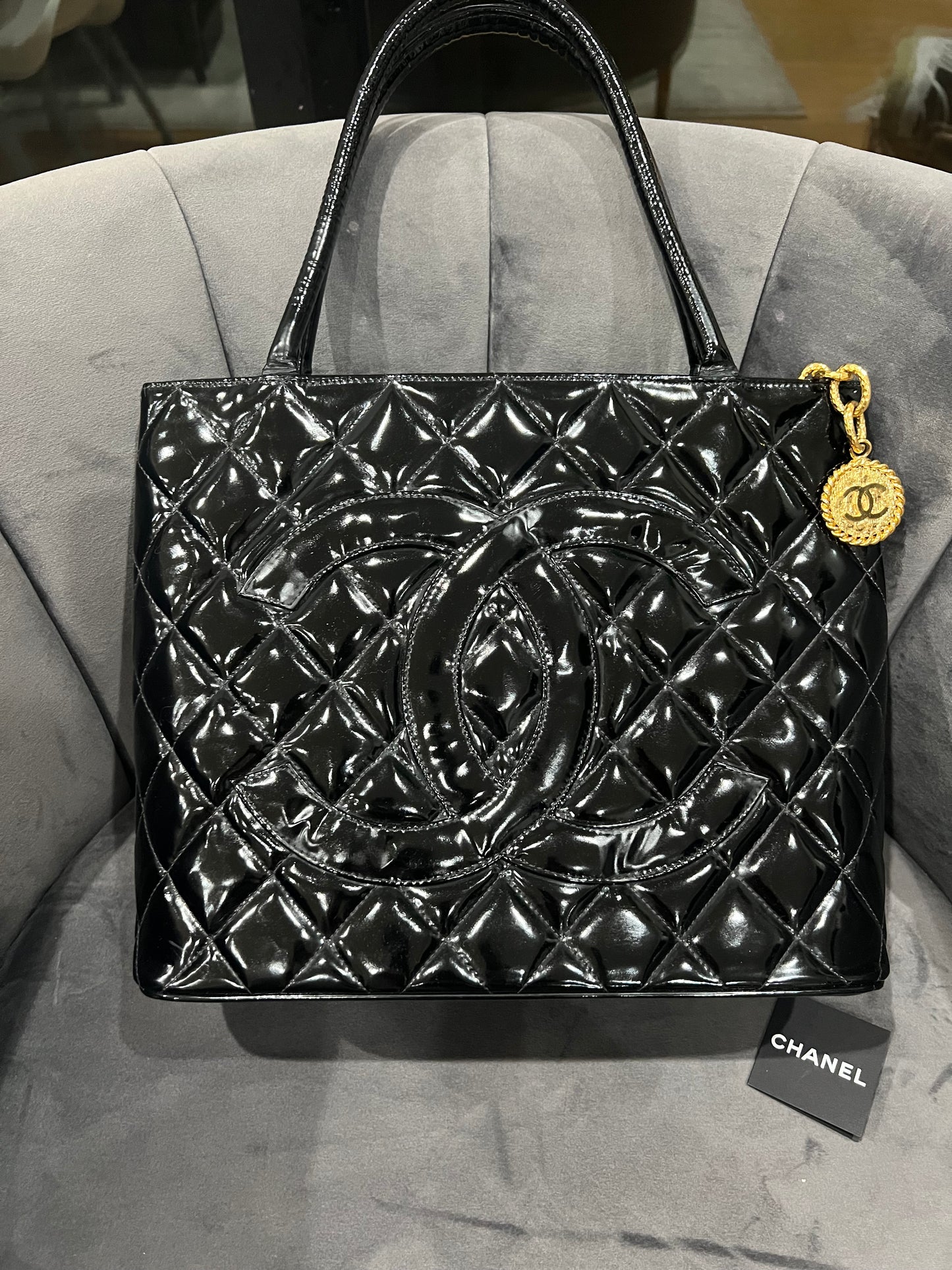 Chanel Medallion Tote Patent Black