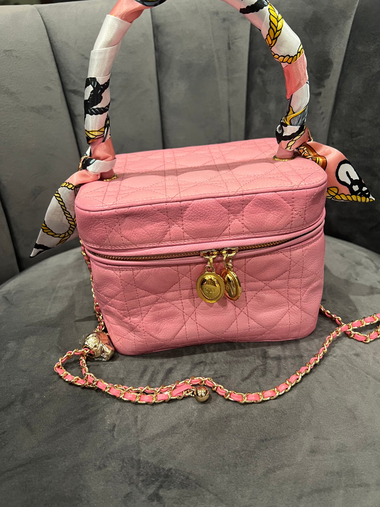 Vintage Christian Dior Cannage Lambskin Vanity