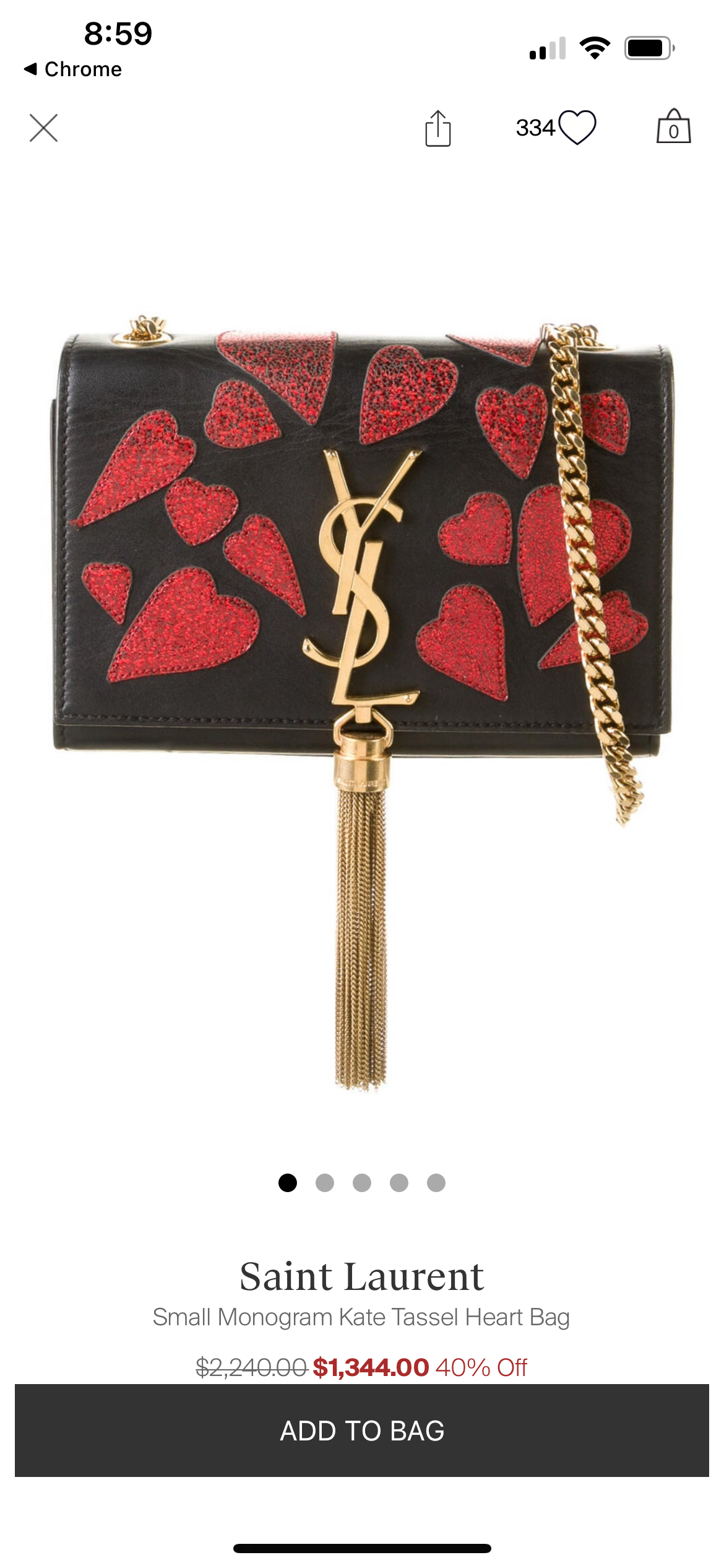 Rare YSL hearts envelope flap wallet on chain