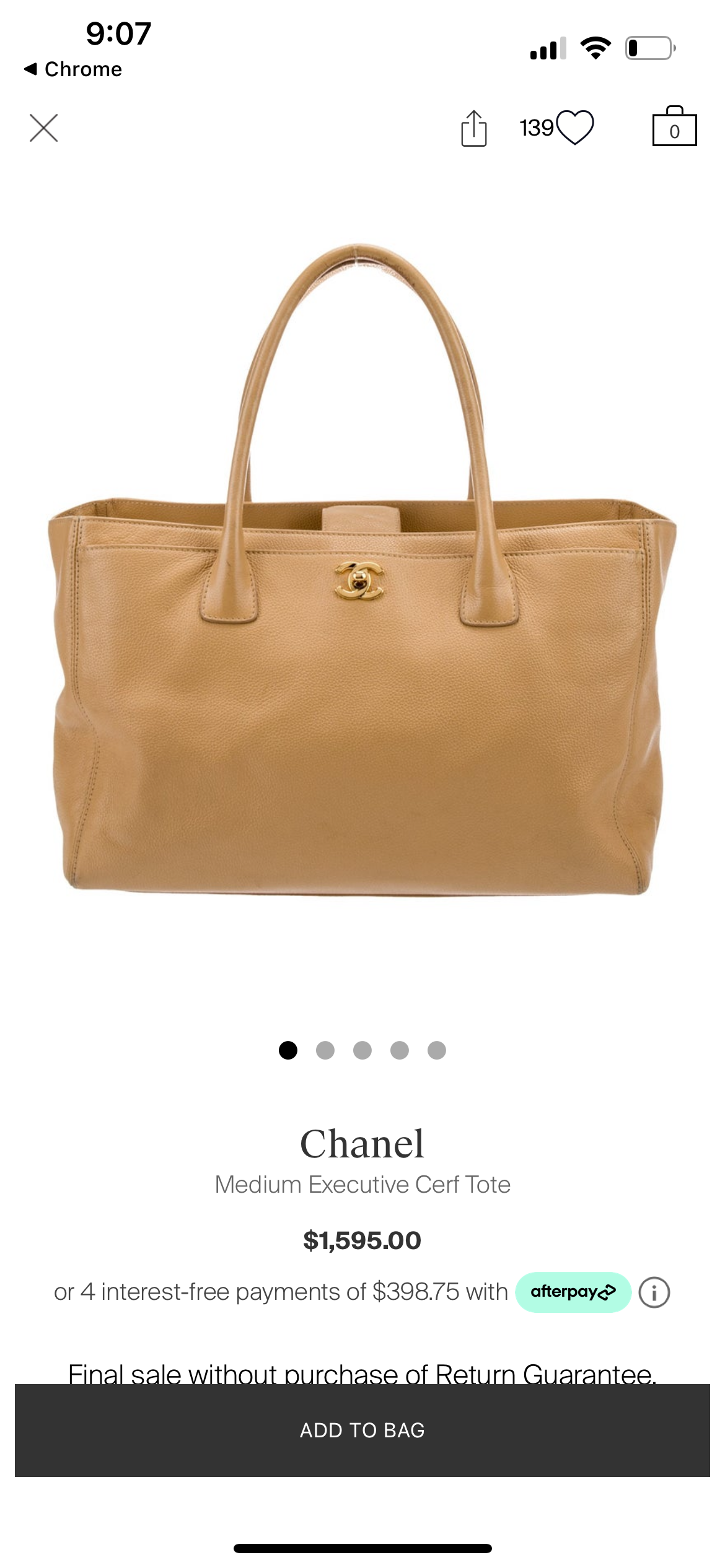CHANEL Cerf Executive Tote Bag 24k Gold