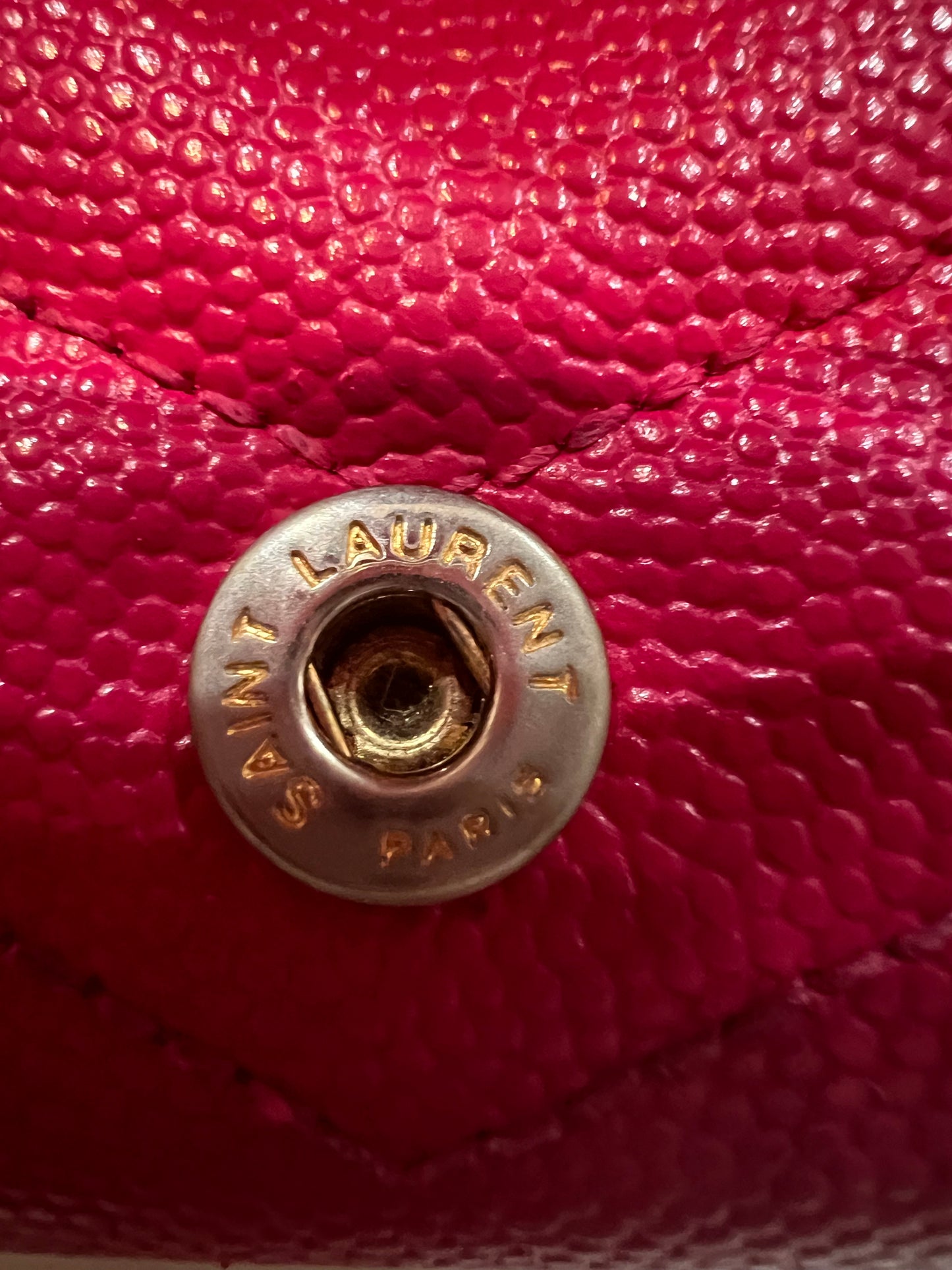 Pink Saint Laurent wallet on chain