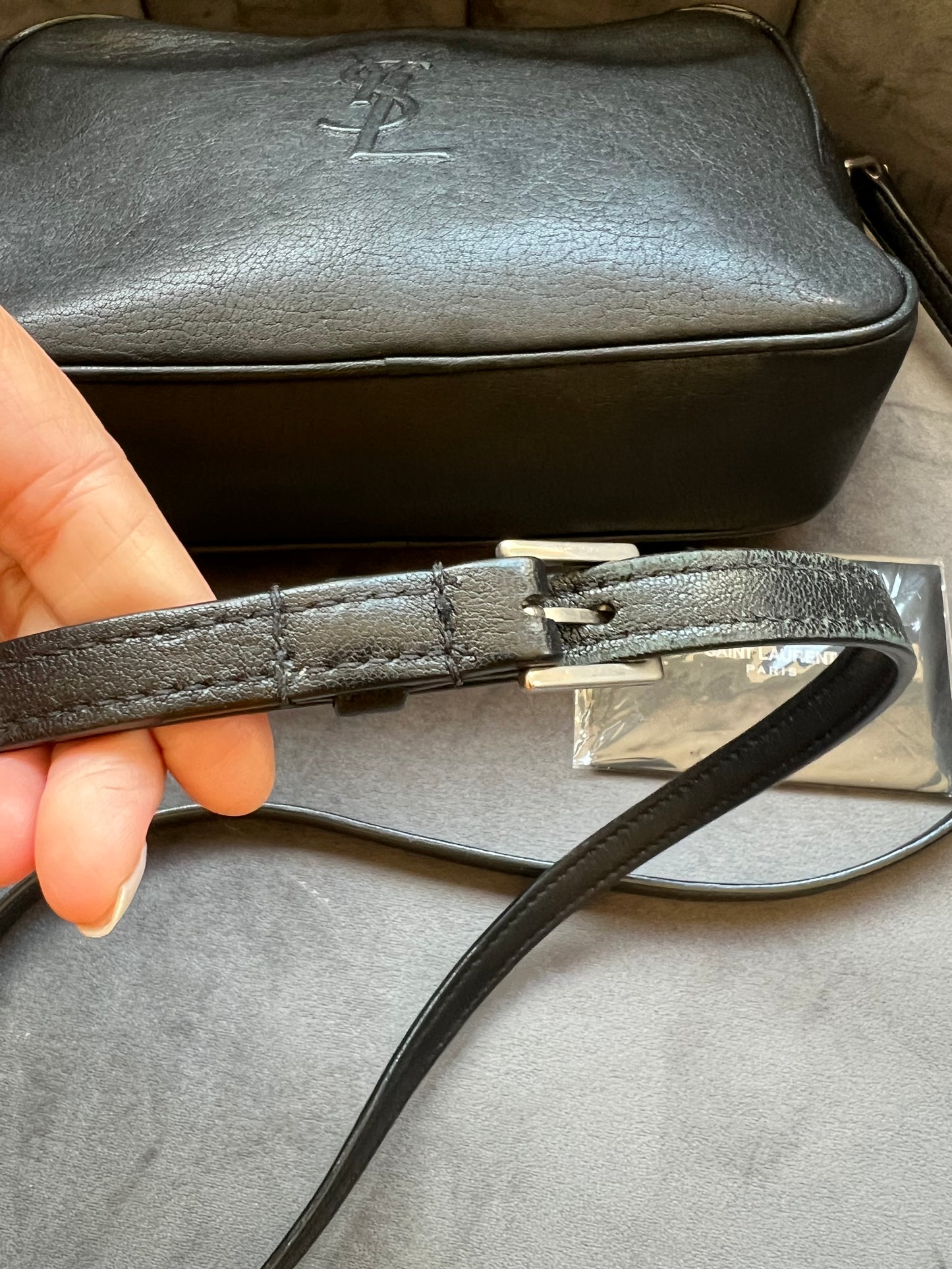 Yves Saint Laurent camera bag embossed black