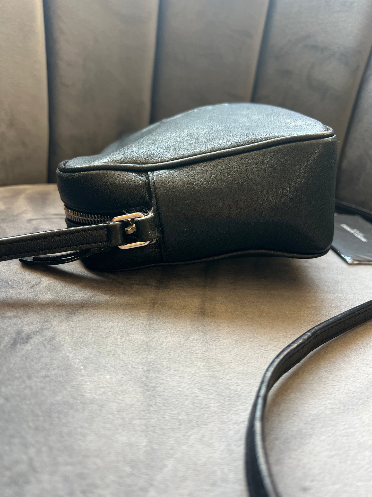 Yves Saint Laurent camera bag embossed black