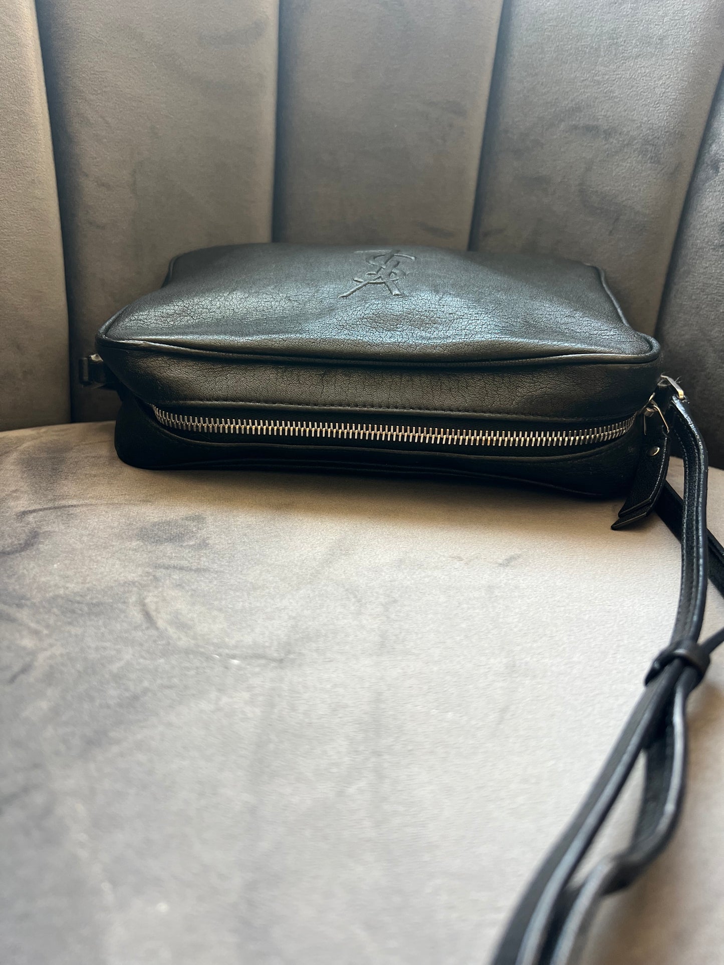 Yves Saint Laurent camera bag embossed black