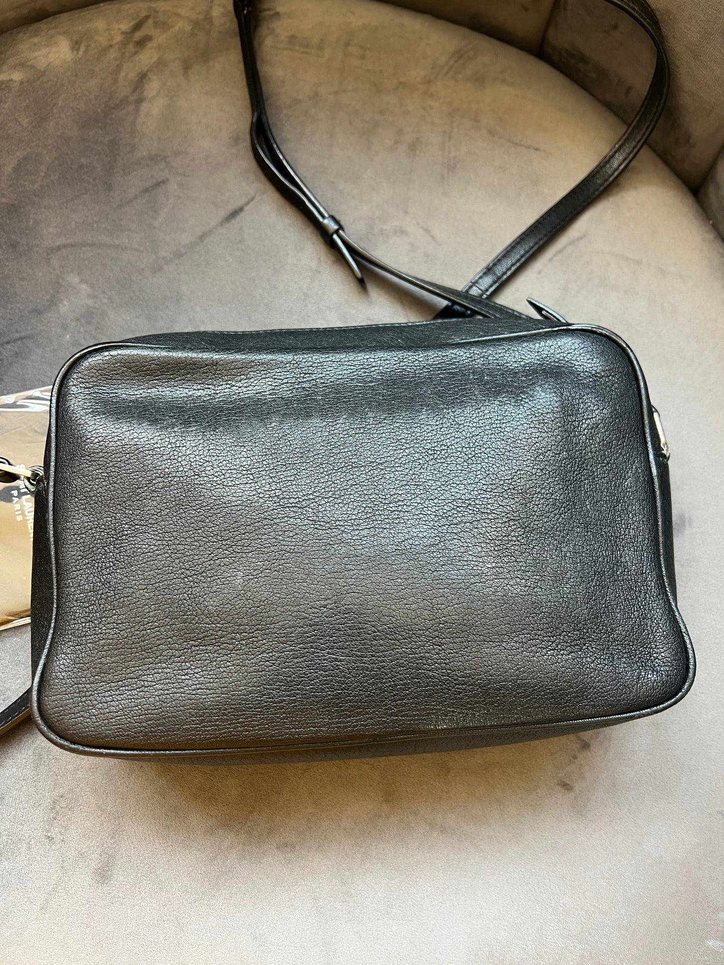 Yves Saint Laurent camera bag embossed black