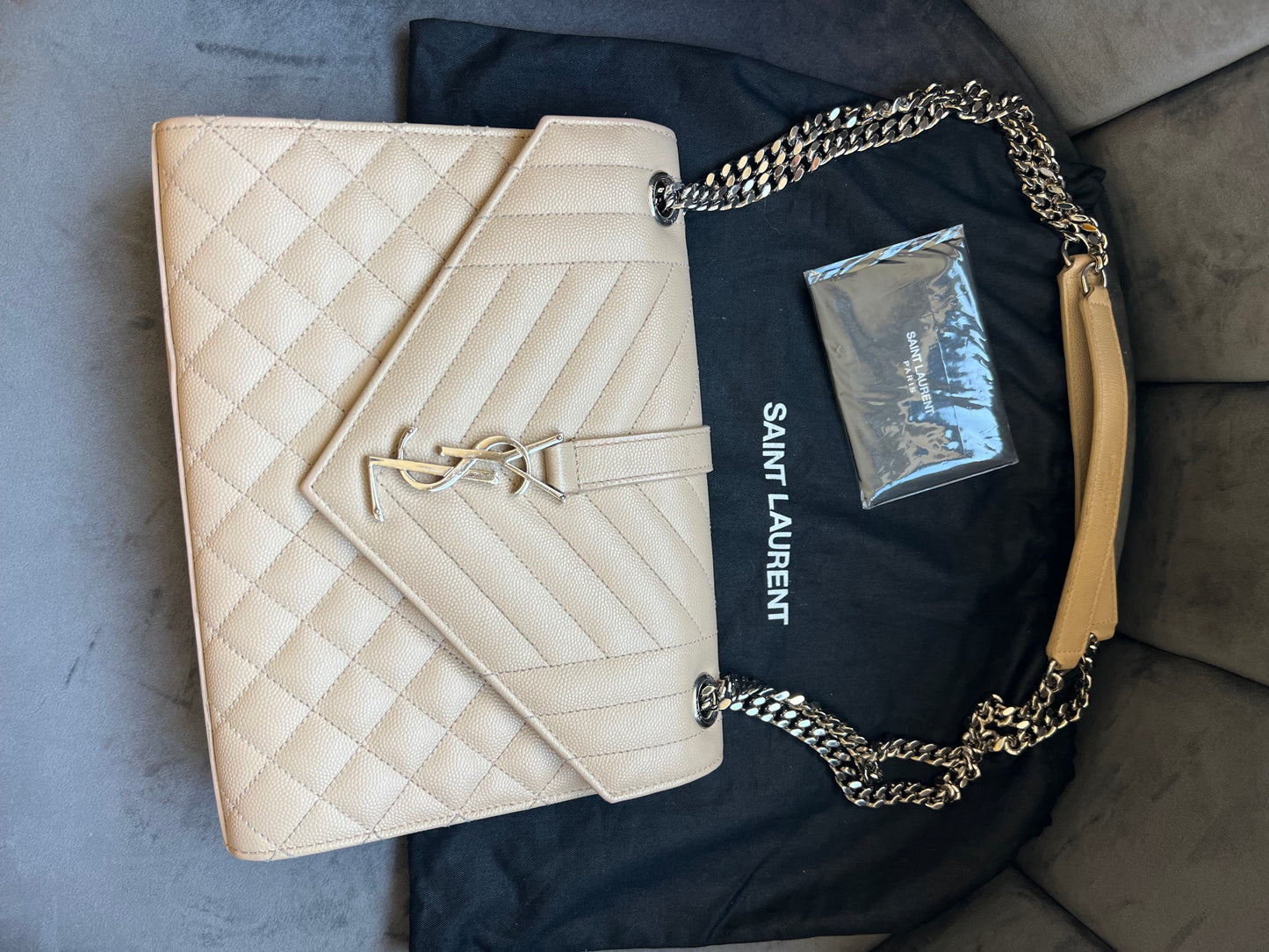 YSL medium envelope flap mixed matelasse bag