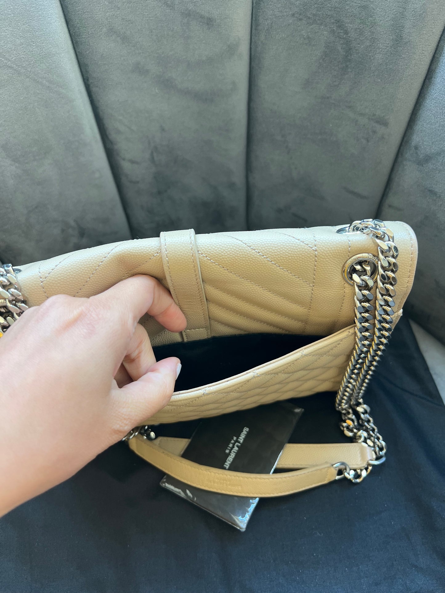 YSL medium envelope flap mixed matelasse bag