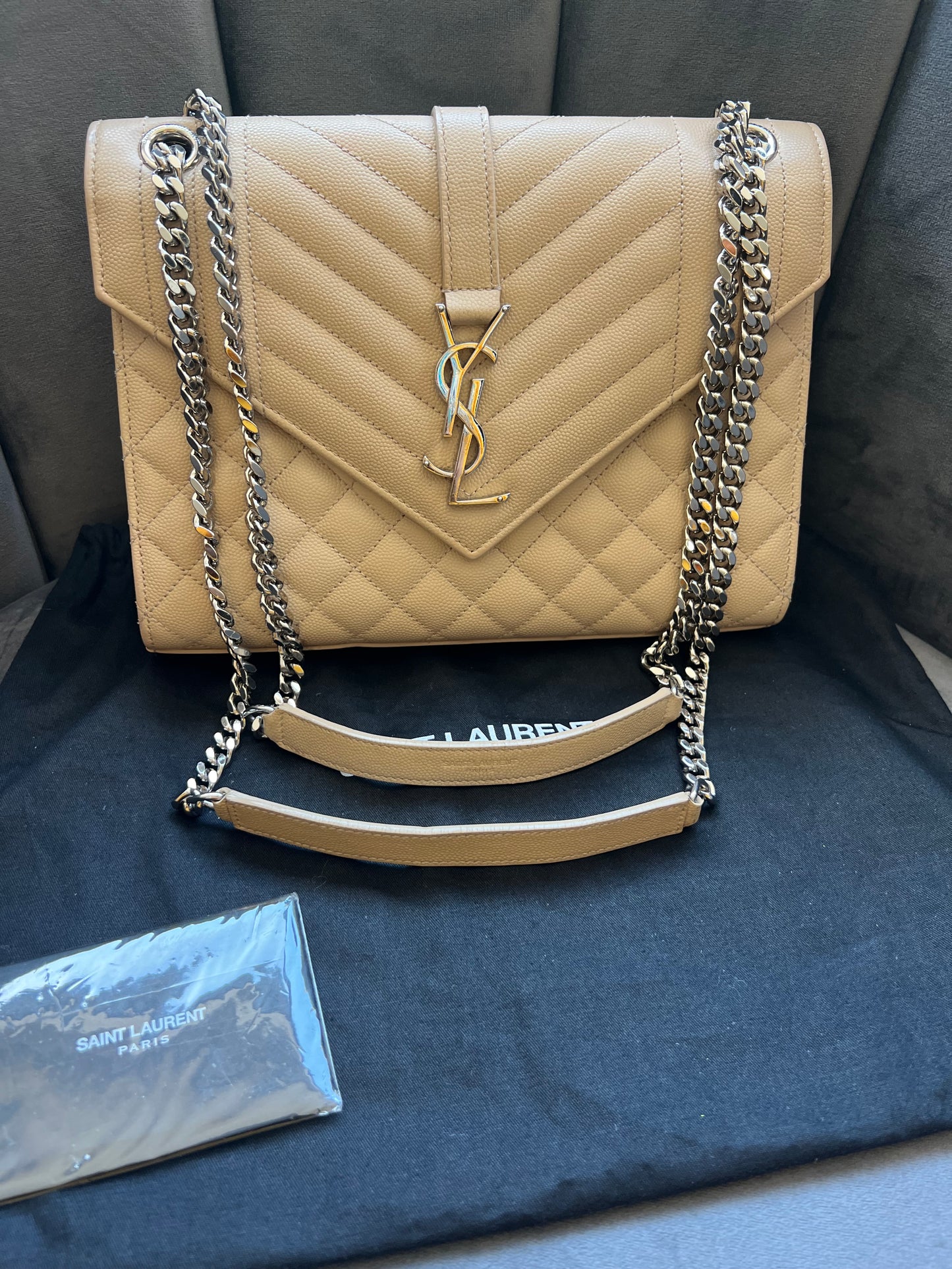 YSL medium envelope flap mixed matelasse bag