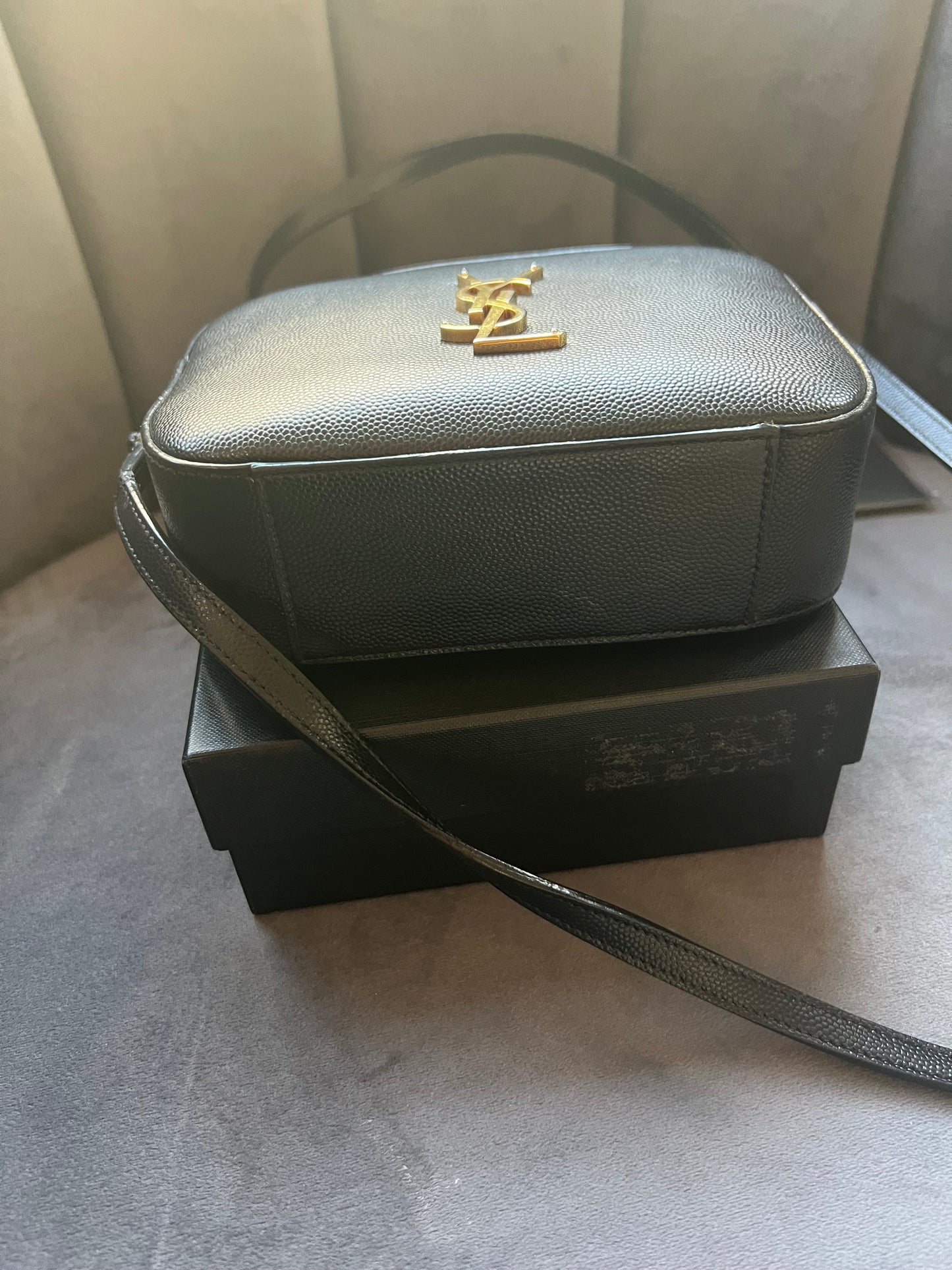 Yves Saint Laurent camera Lou monogram bag pebbled