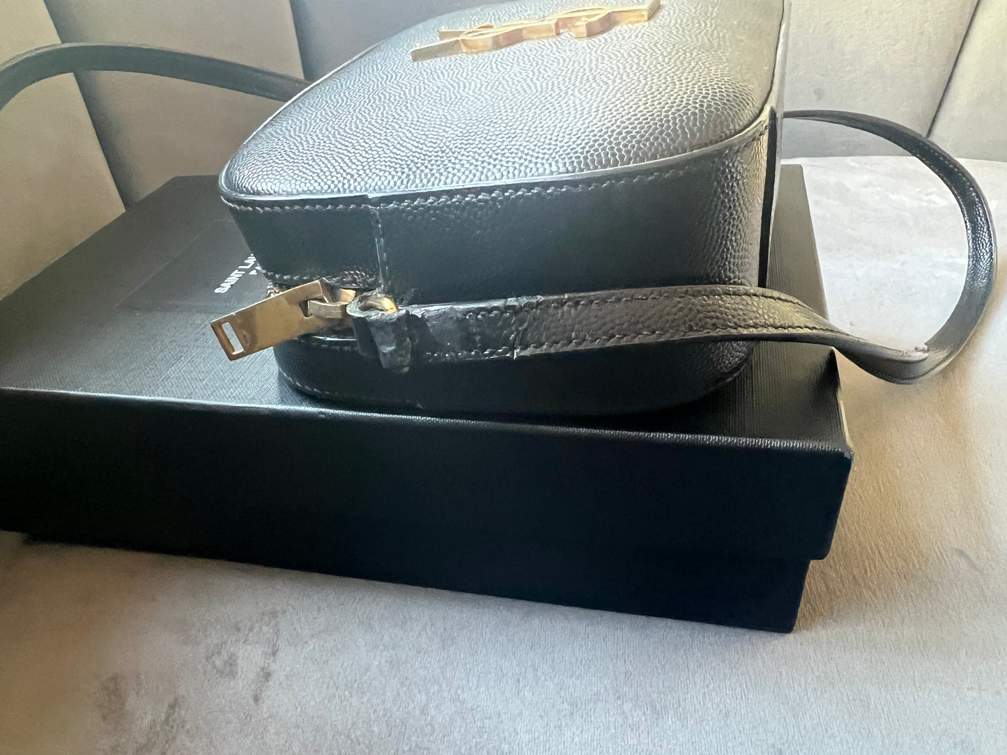 Yves Saint Laurent camera Lou monogram bag pebbled