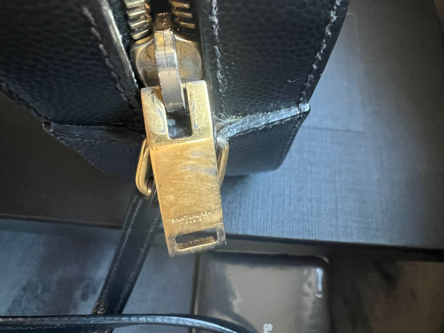 Yves Saint Laurent camera Lou monogram bag pebbled