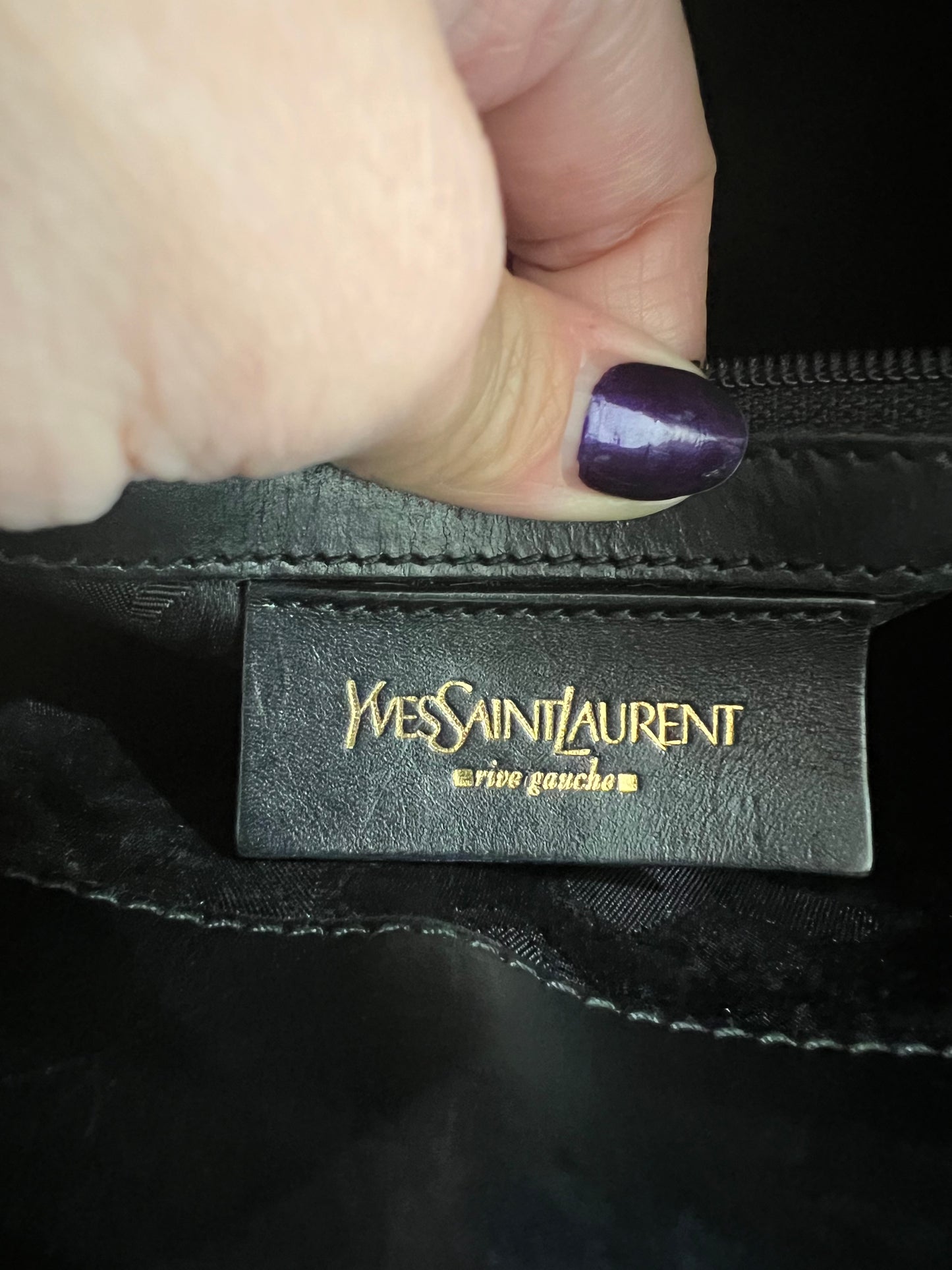 YSL Manhattan canvas tote beige and black