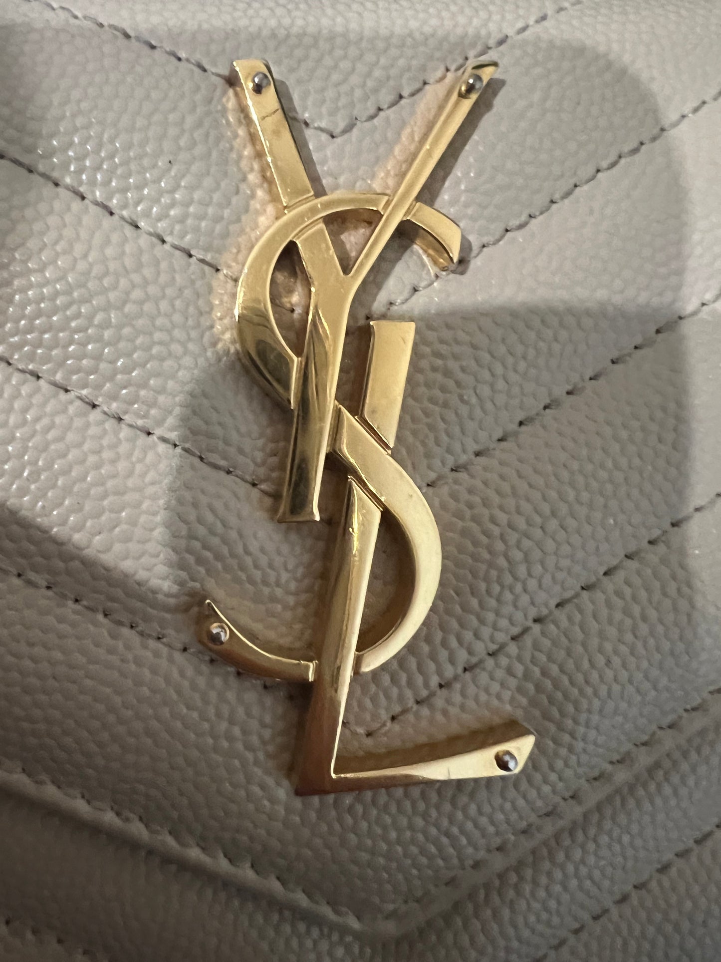 Beige YSL cassandre wallet on chain