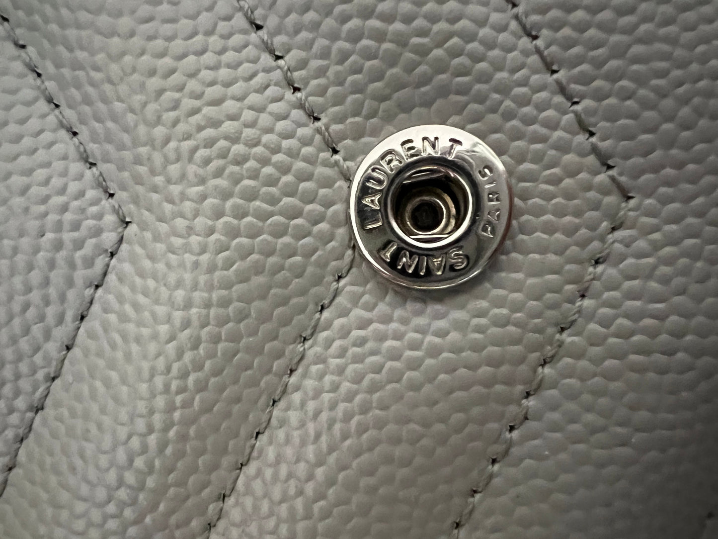 Grey YSL monogram wallet on chain