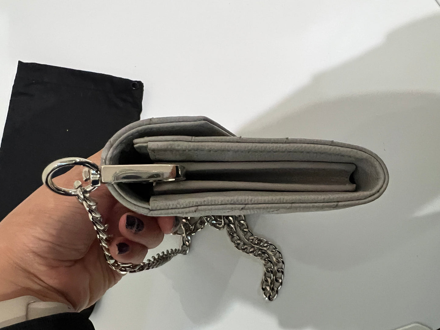 Grey YSL monogram wallet on chain
