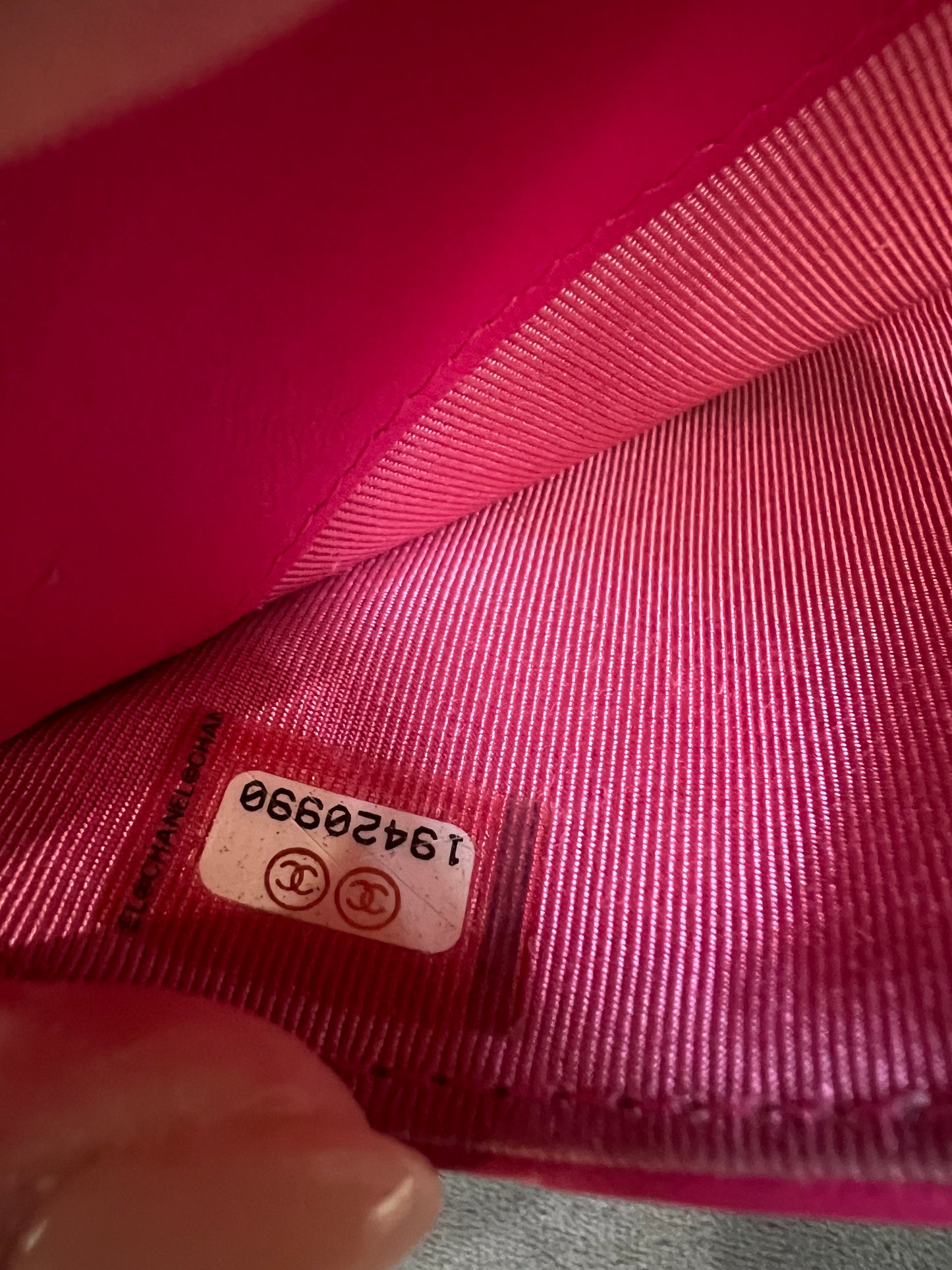 Chanel matelasse pink wallet on chain