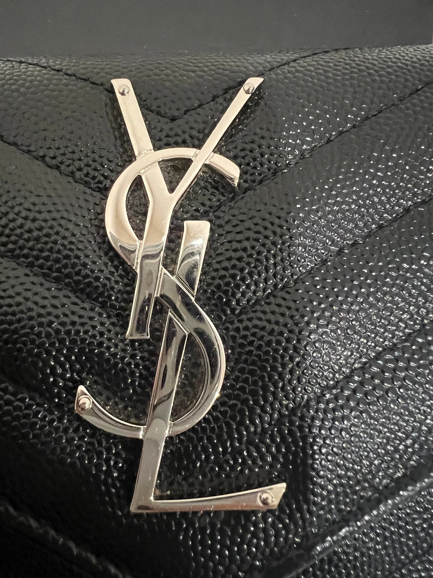Yves Saint Laurent Cassandre envelope flap wallet on chain