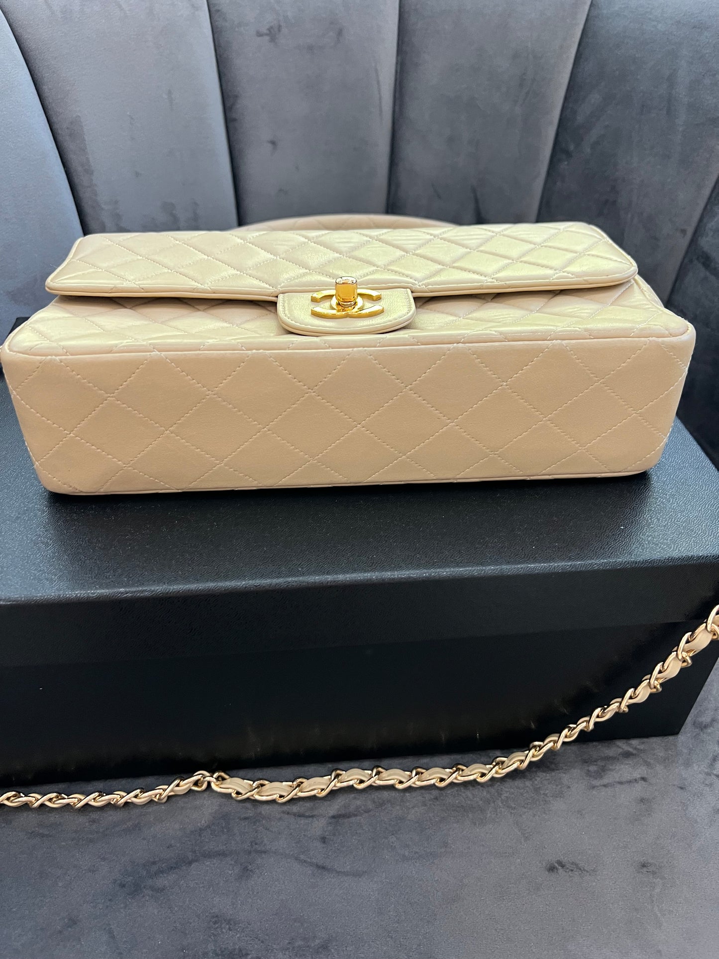 Rare Vintage Chanel Kelly top handle bag 24k Gold Hardware