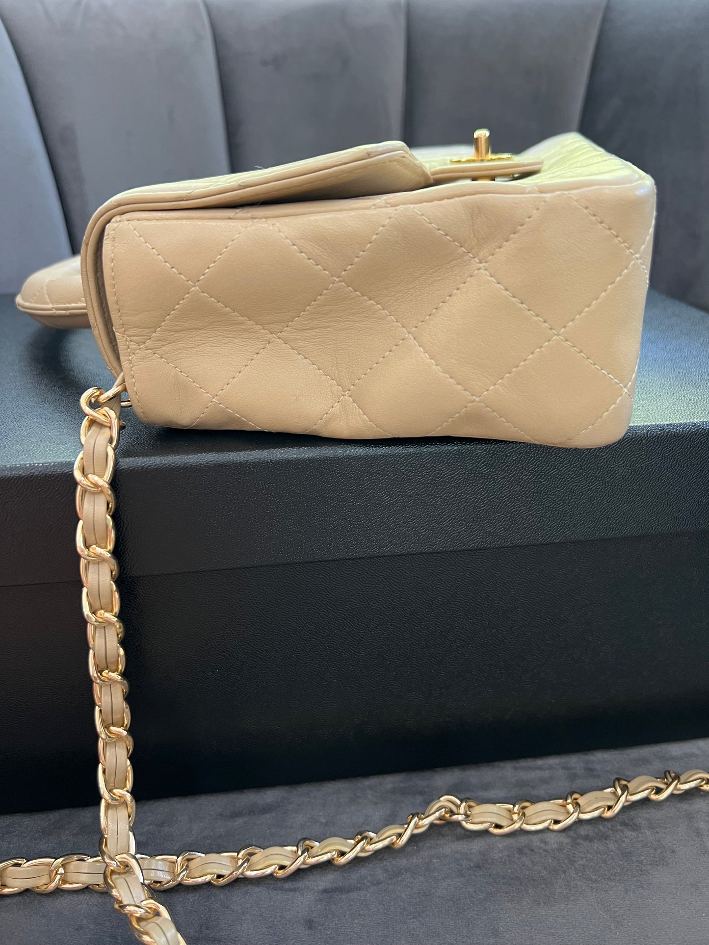 Rare Vintage Chanel Kelly top handle bag 24k Gold Hardware