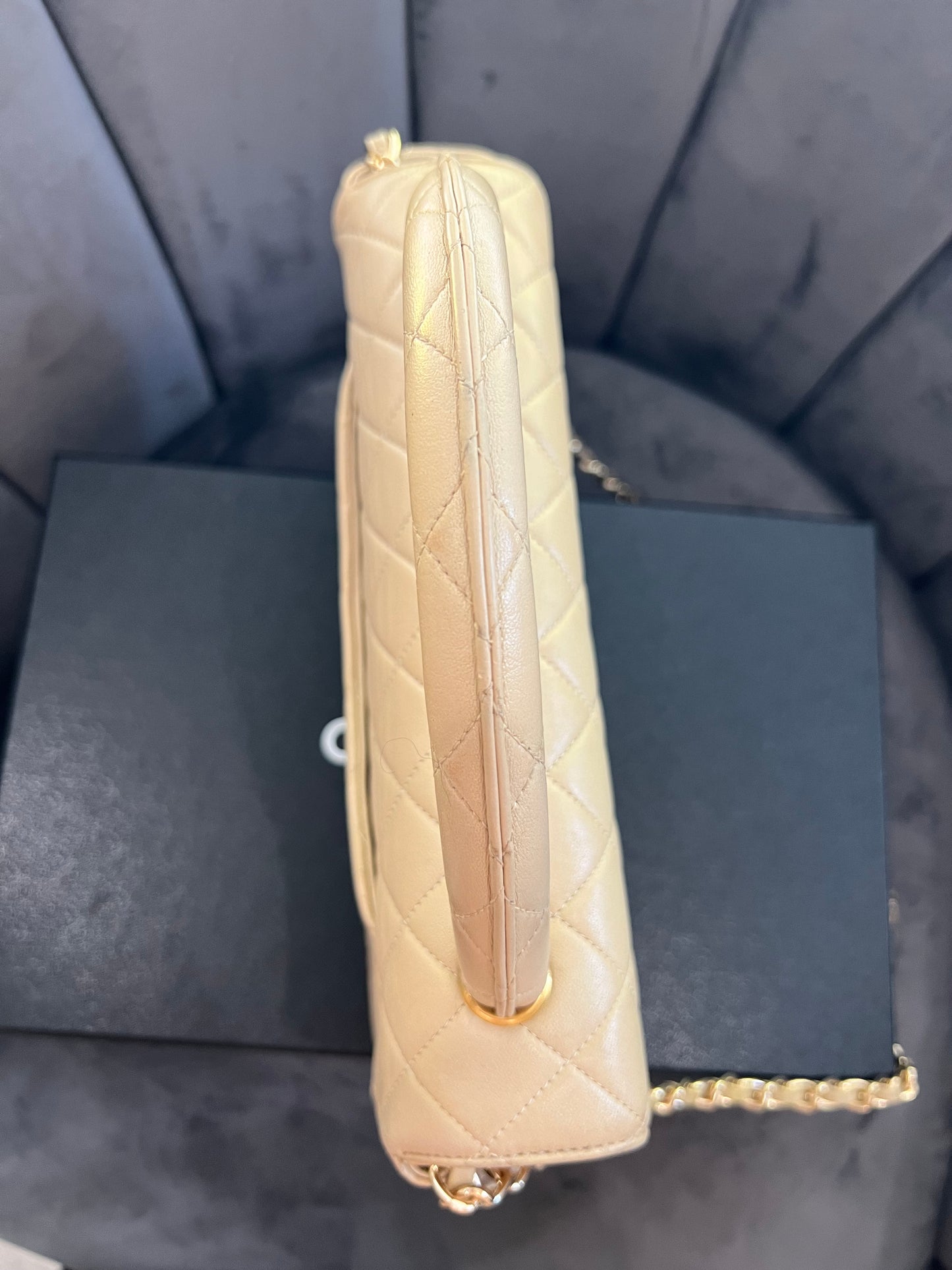 Rare Vintage Chanel Kelly top handle bag 24k Gold Hardware