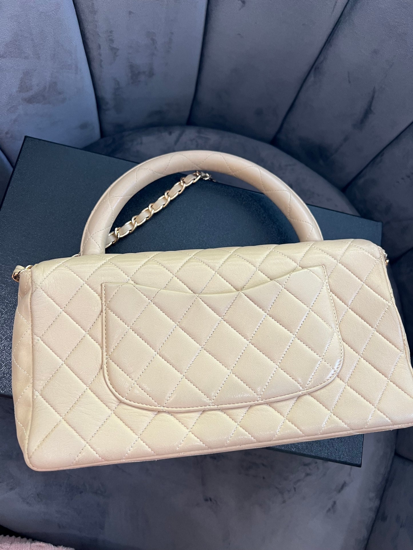 Rare Vintage Chanel Kelly top handle bag 24k Gold Hardware