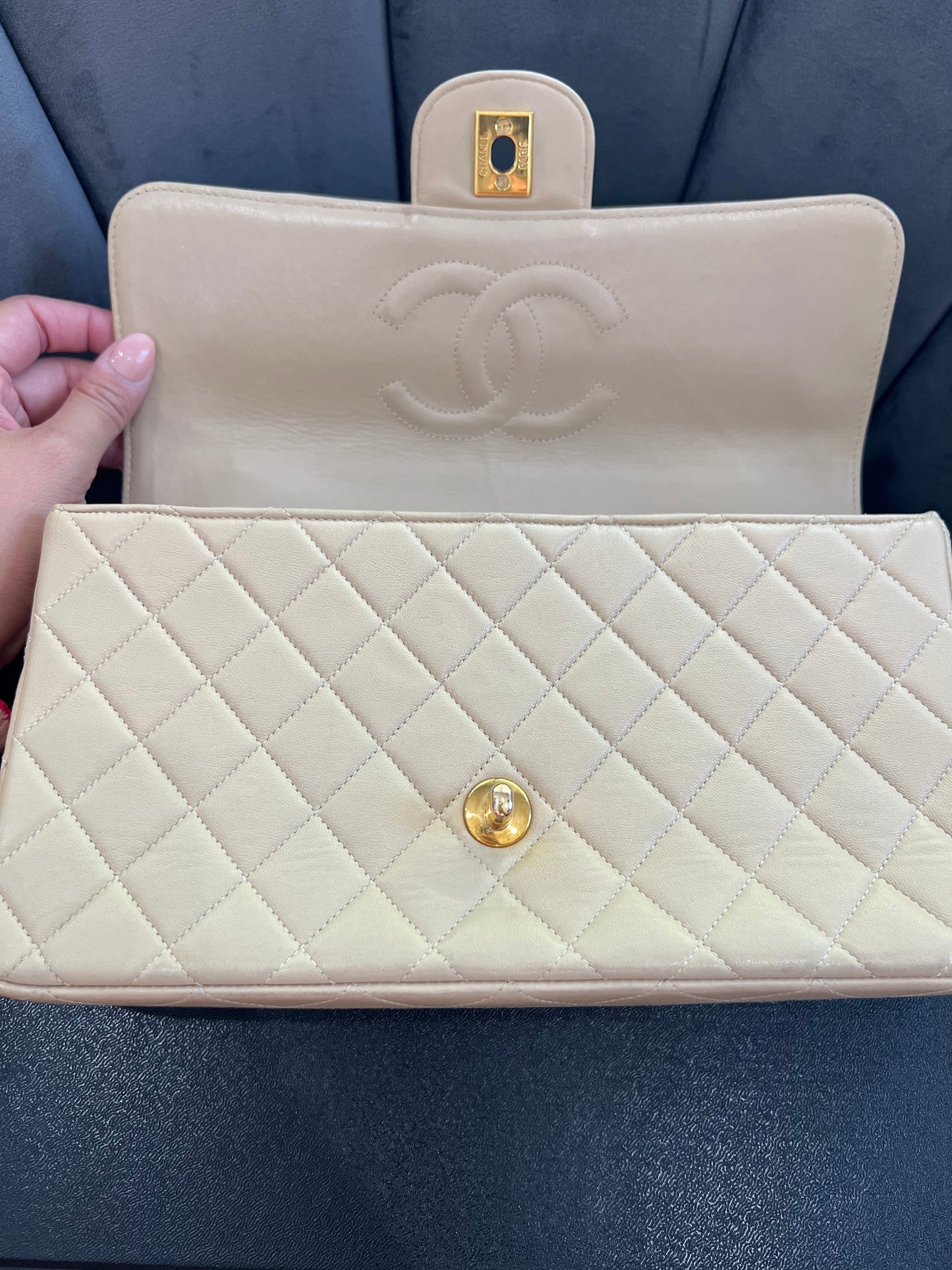 Rare Vintage Chanel Kelly top handle bag 24k Gold Hardware