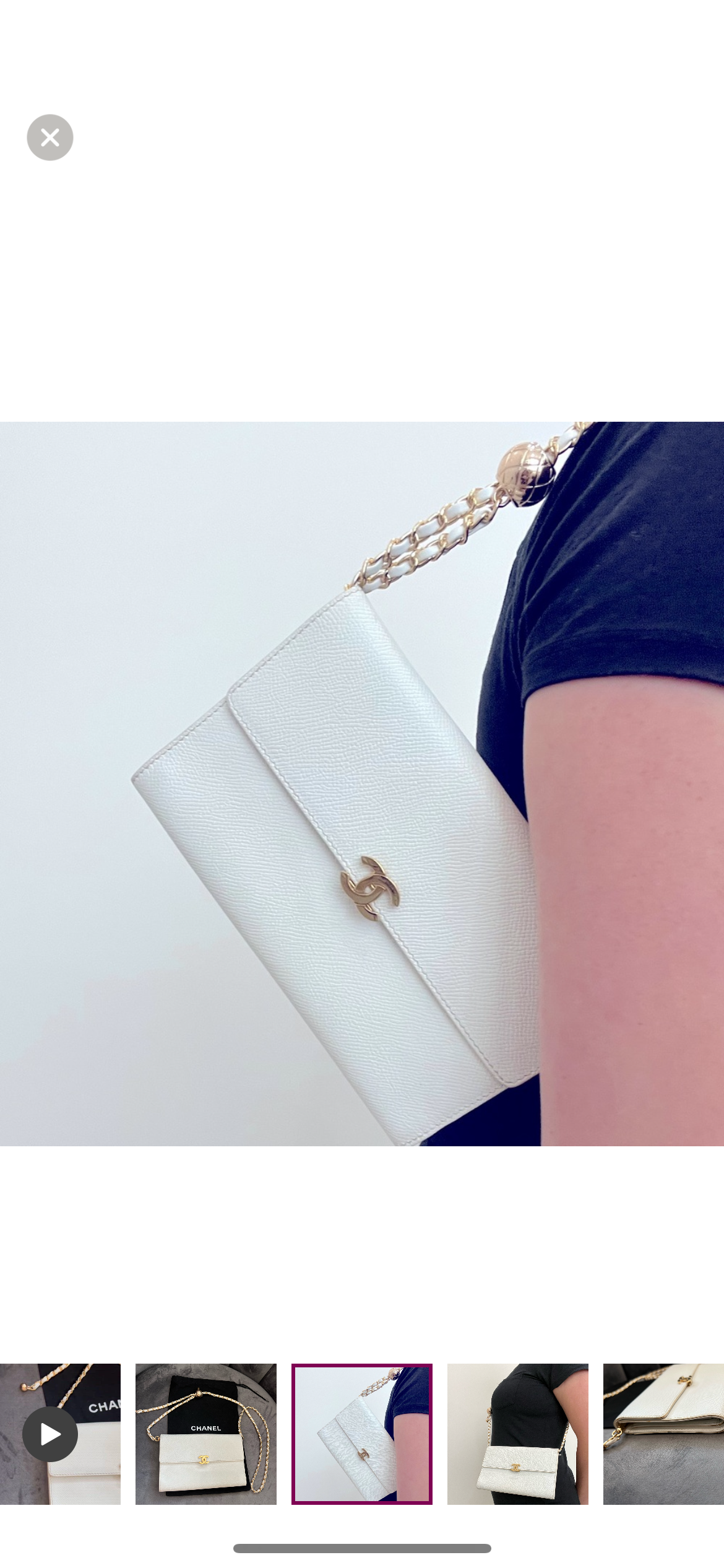 Chanel caviar large white clutch wallet on chain