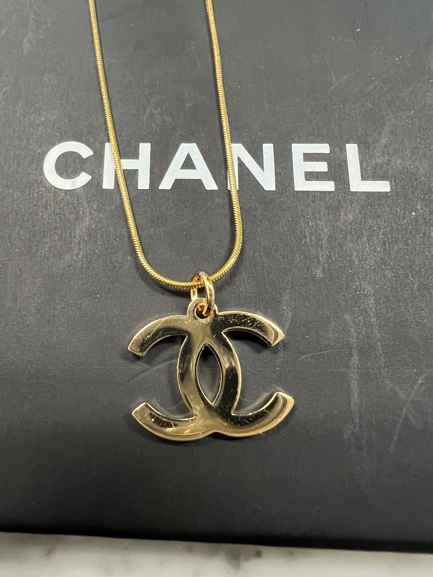 Upcycled Chanel CC charm necklace