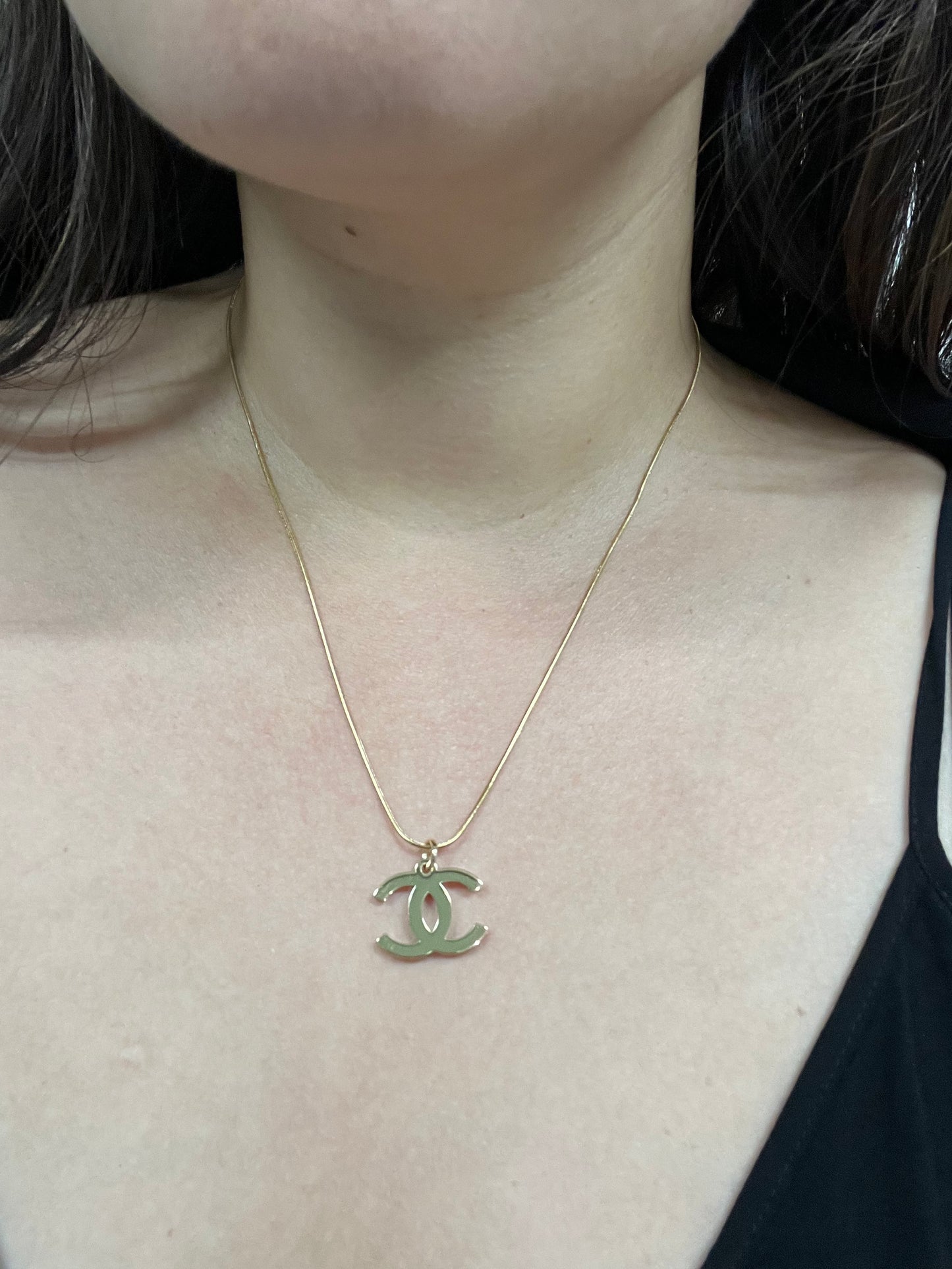 Upcycled Chanel CC charm necklace