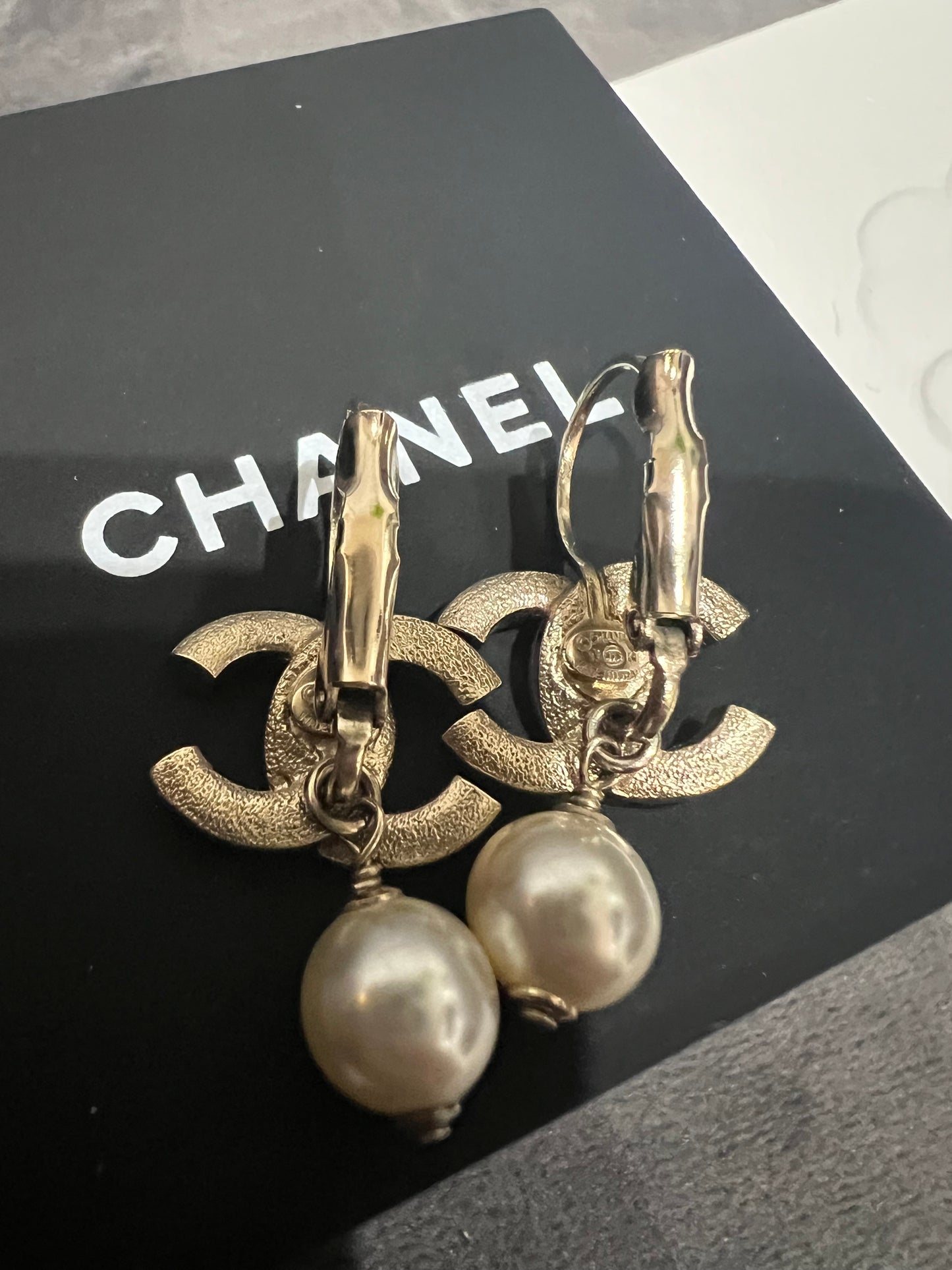 Chanel CC Crystal and Pearl Drop Earrings