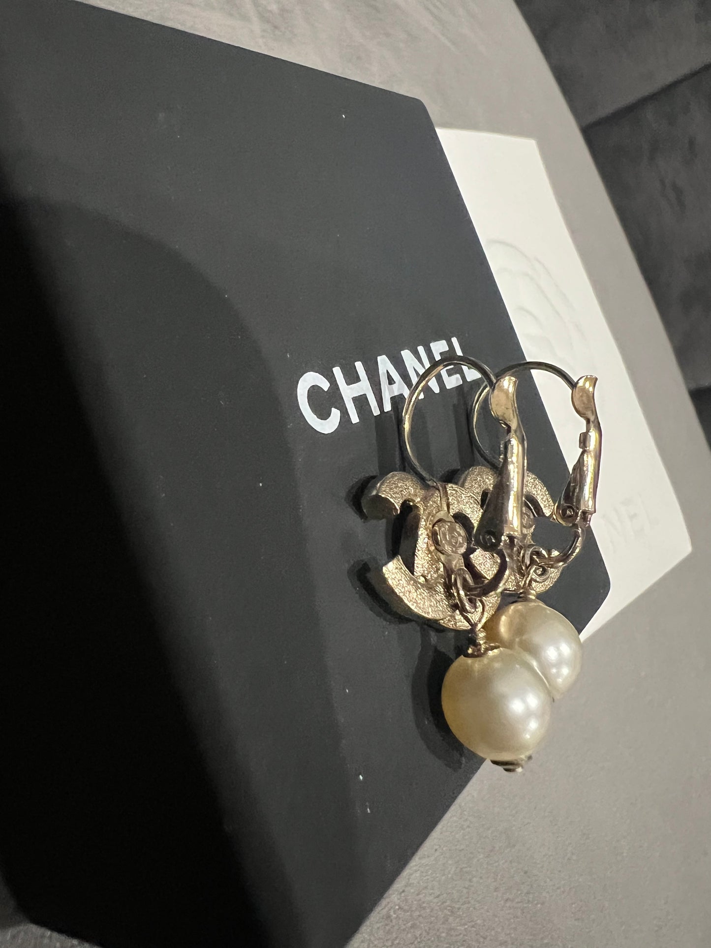 Chanel CC Crystal and Pearl Drop Earrings