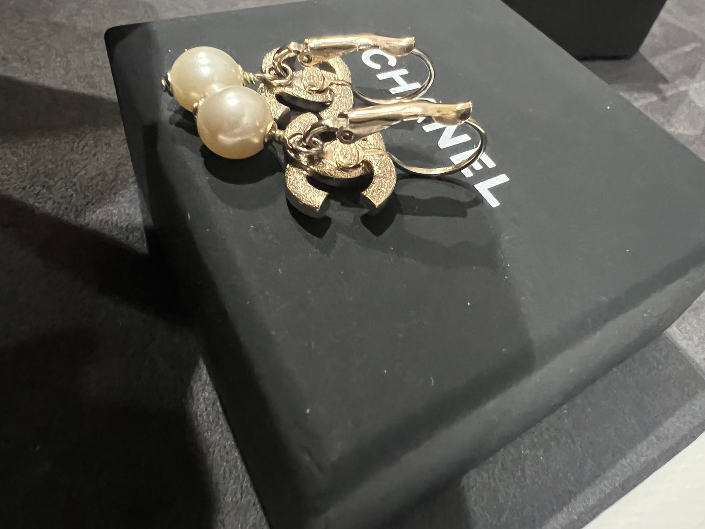 Chanel CC Crystal and Pearl Drop Earrings