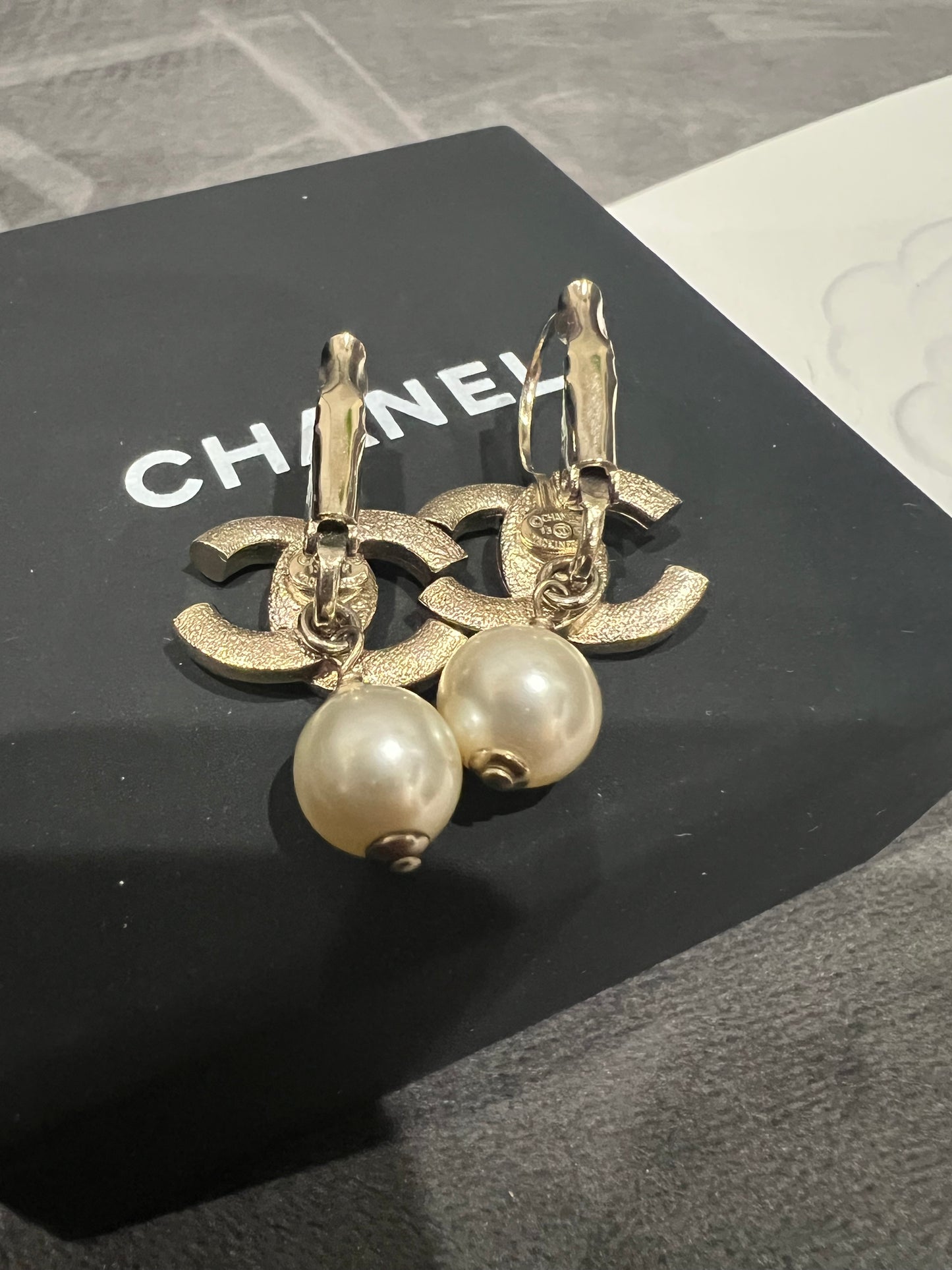 Chanel CC Crystal and Pearl Drop Earrings