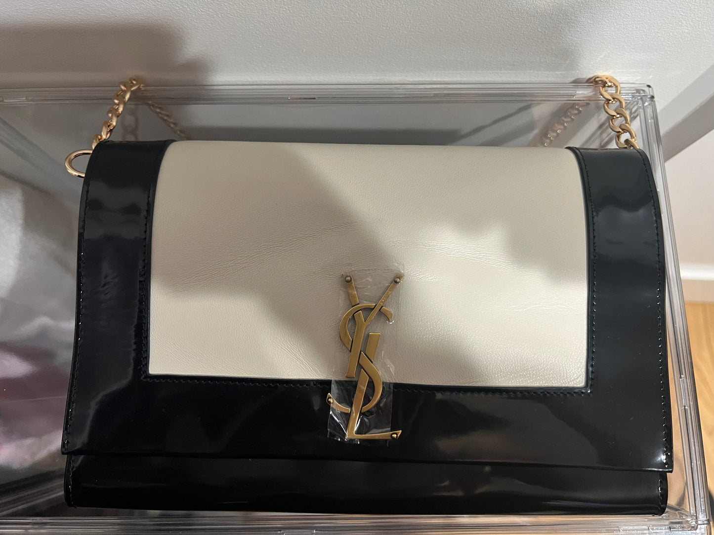 YSL Flap Two Tone Napa Pouch Wristlet