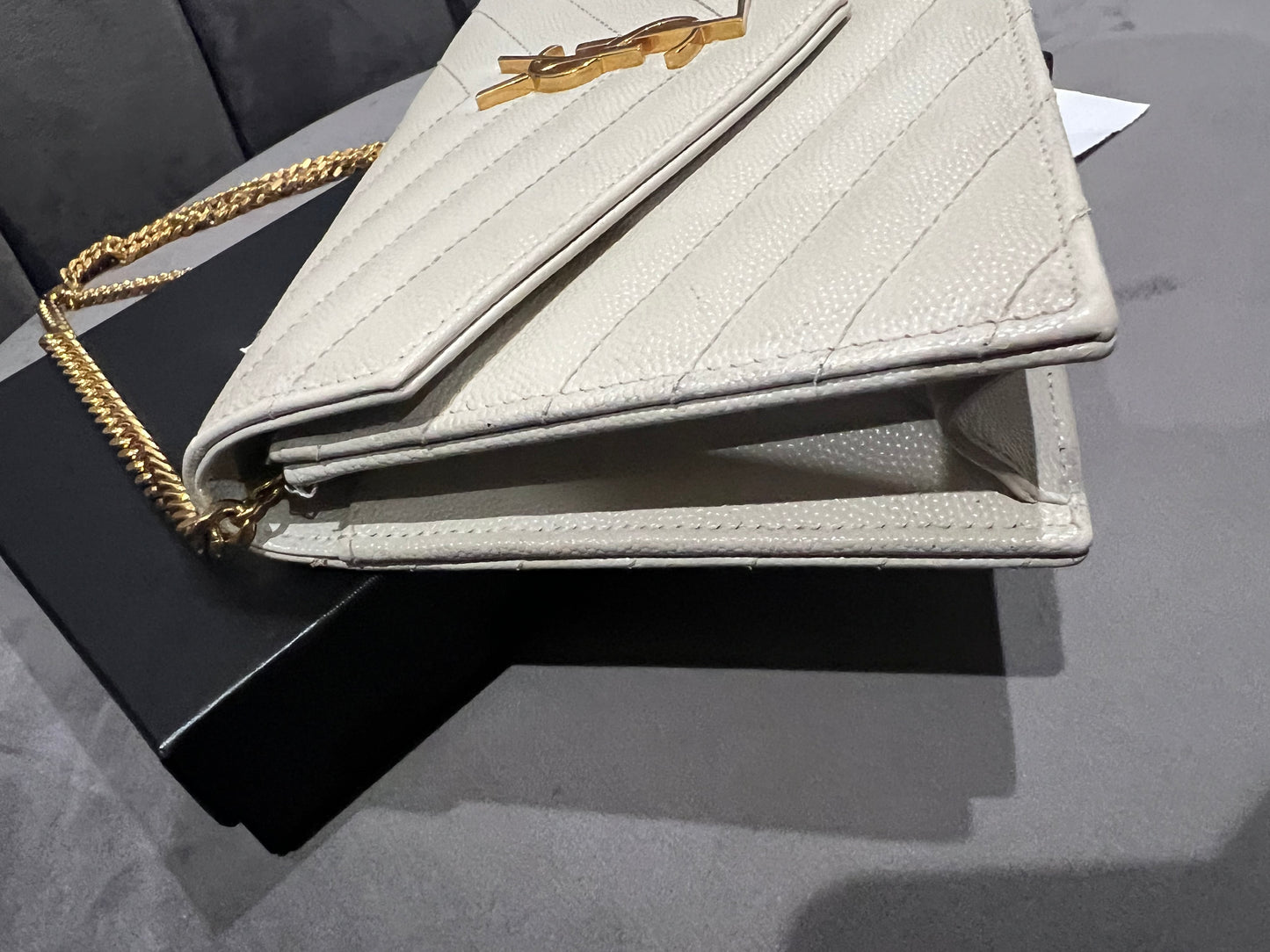 Yves Saint Laurent Cassandre Matelasse Envelope Chain Wallet
