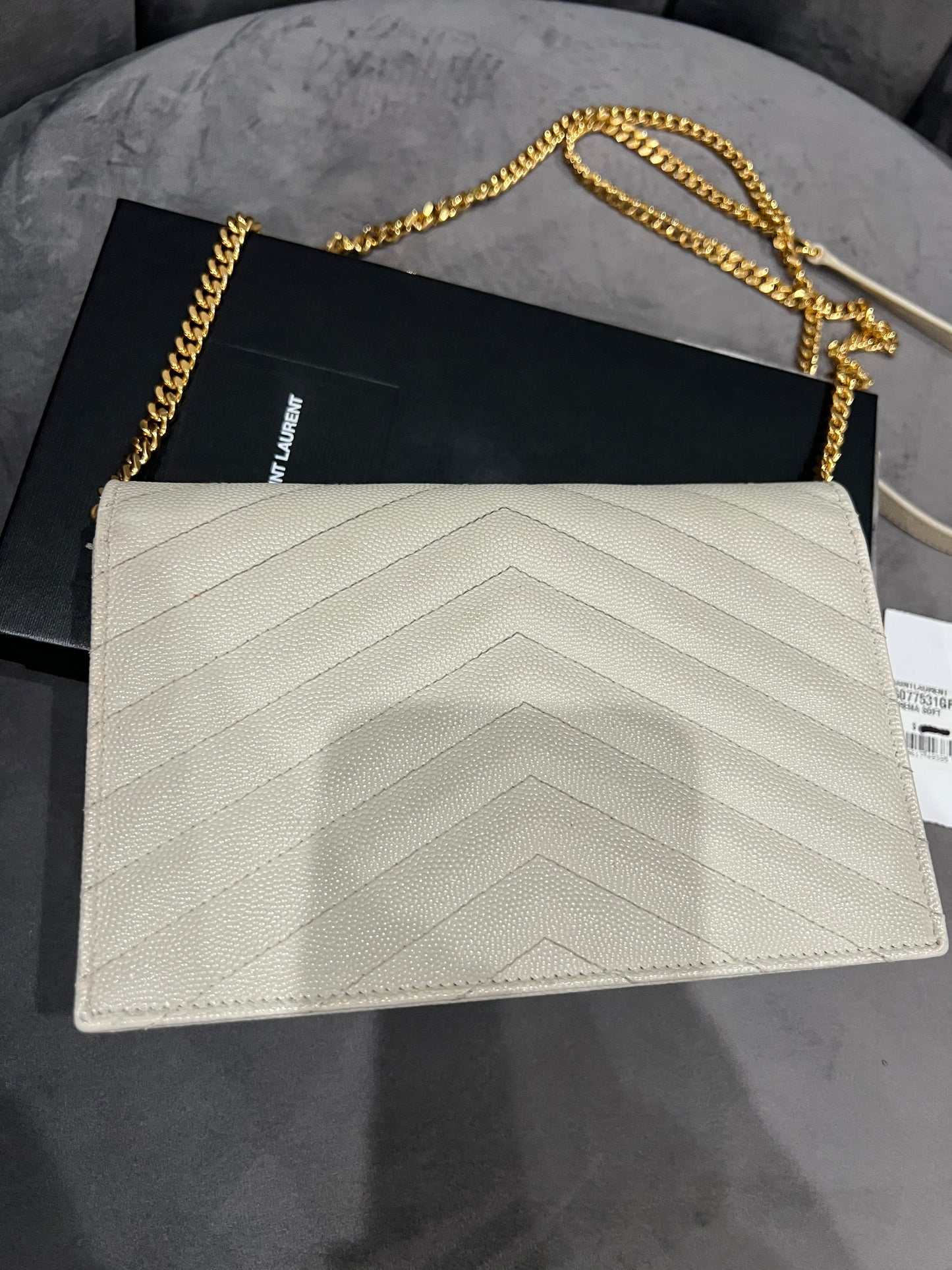 Yves Saint Laurent Cassandre Matelasse Envelope Chain Wallet