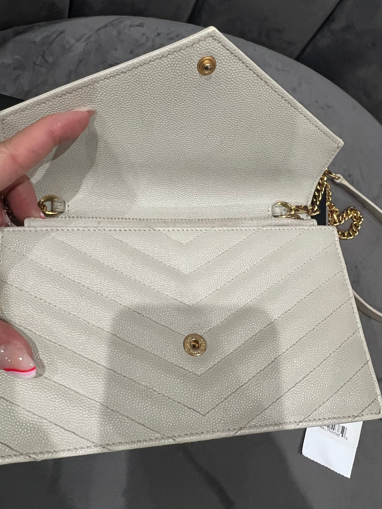 Yves Saint Laurent Cassandre Matelasse Envelope Chain Wallet