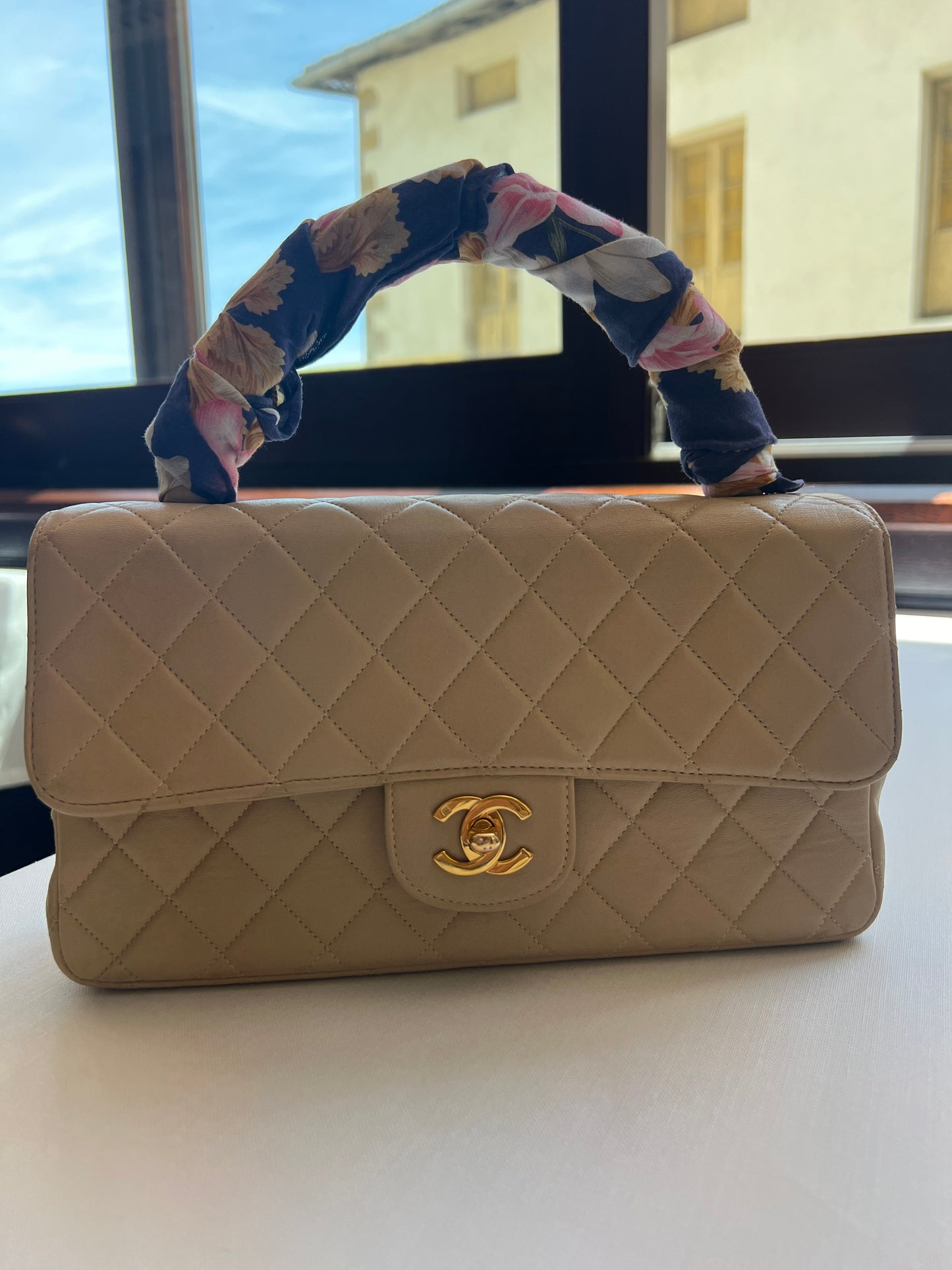 Rare Vintage Chanel Kelly top handle bag 24k Gold Hardware