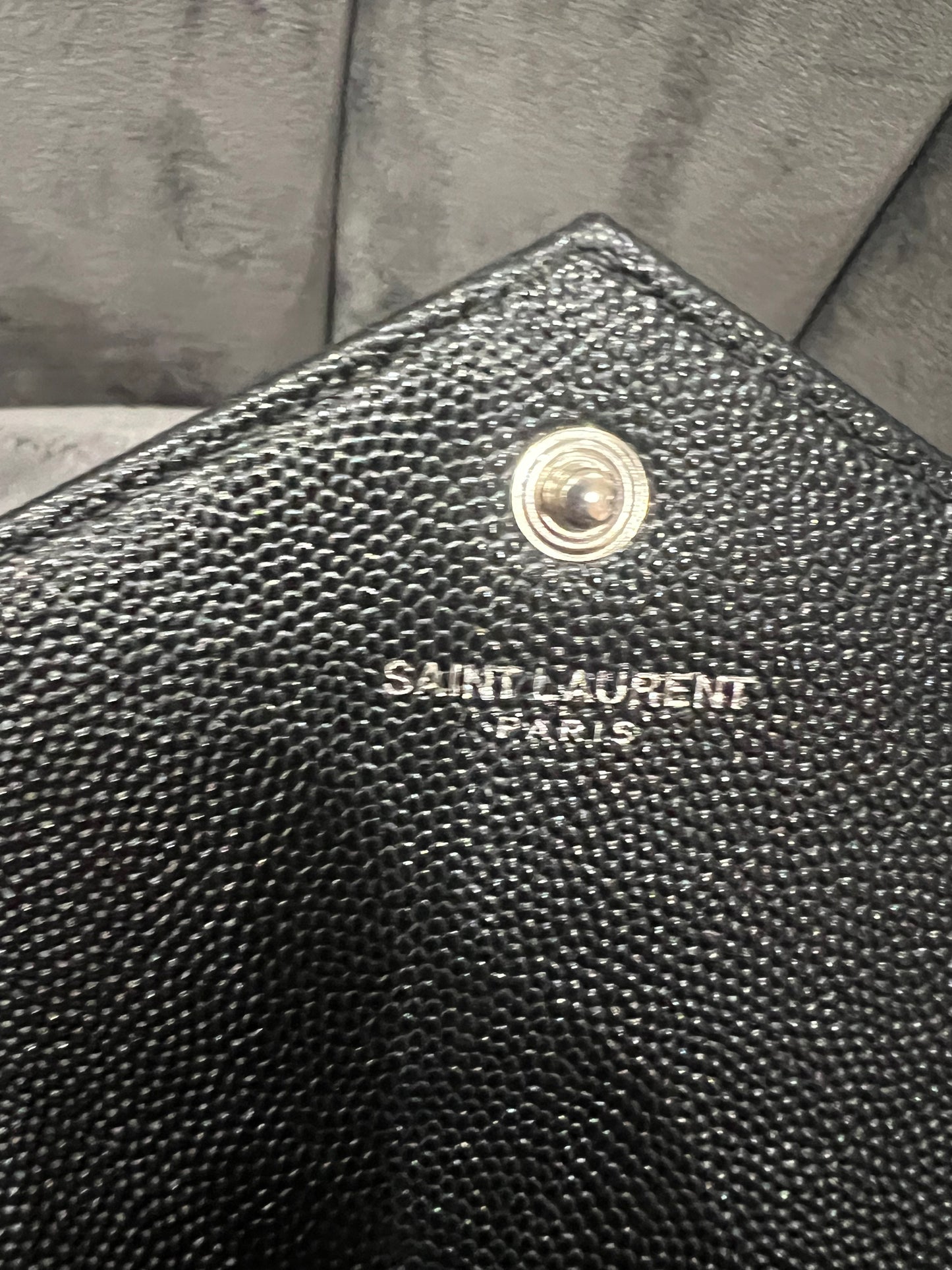 YSL wallet on chain black and silver in size large