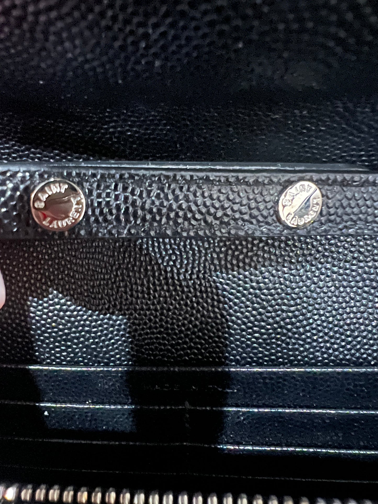 YSL wallet on chain black and silver in size large