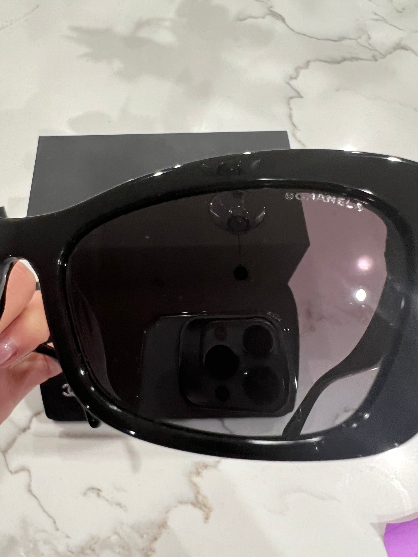 CHANEL Acetate Pearl Cat Eye CC Sunglasses
