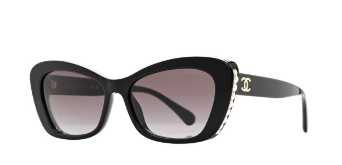 CHANEL Acetate Pearl Cat Eye CC Sunglasses