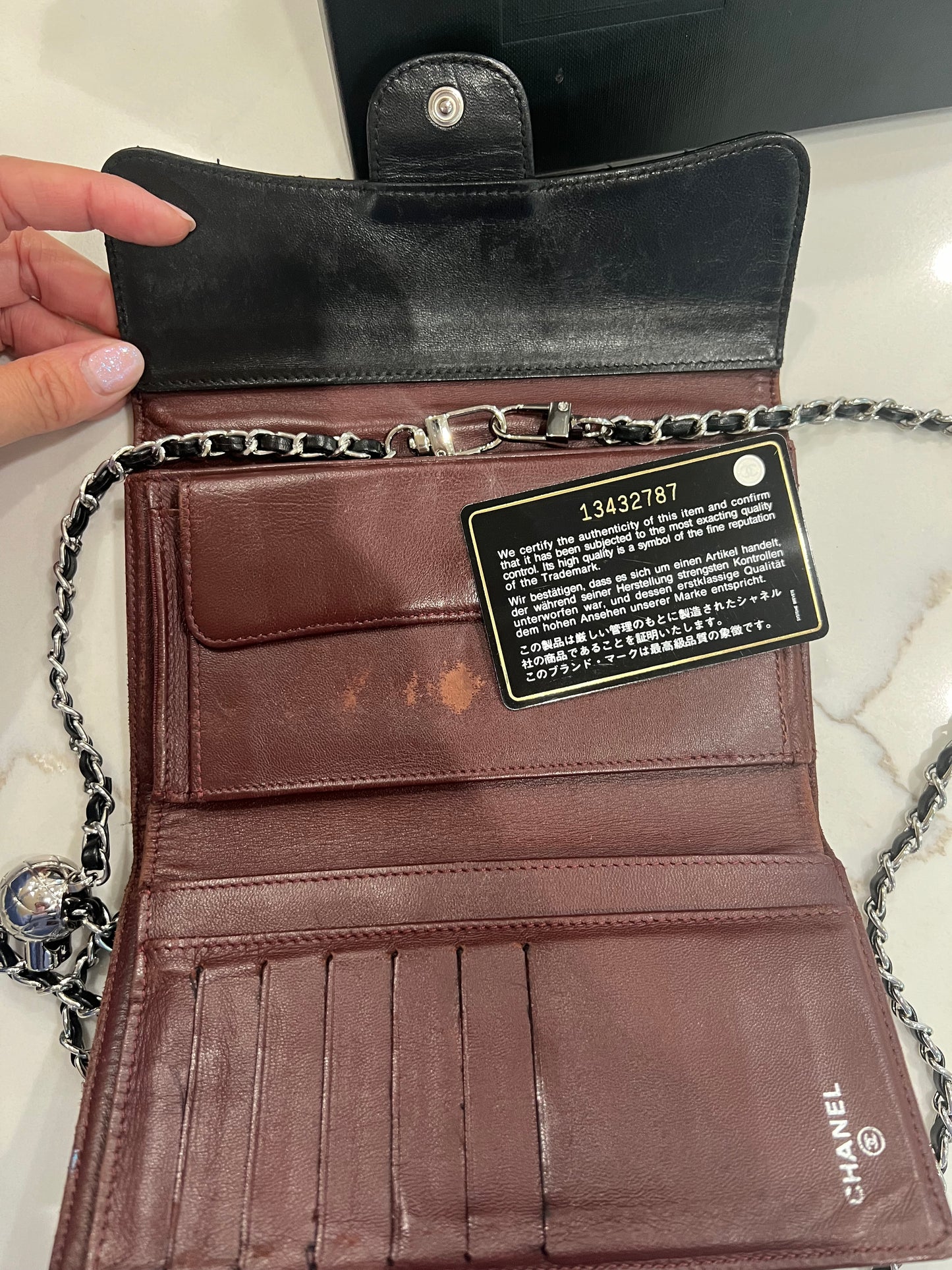 Chanel timeless flap wallet on chain