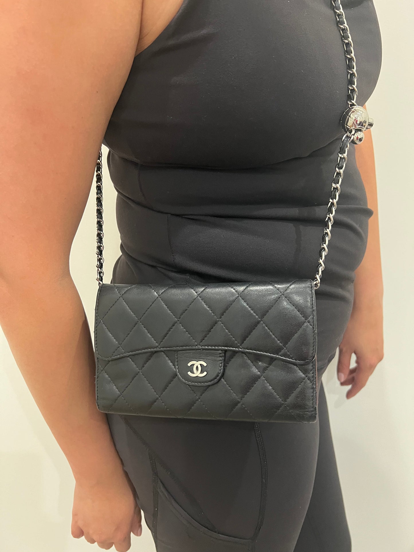 Chanel timeless flap wallet on chain