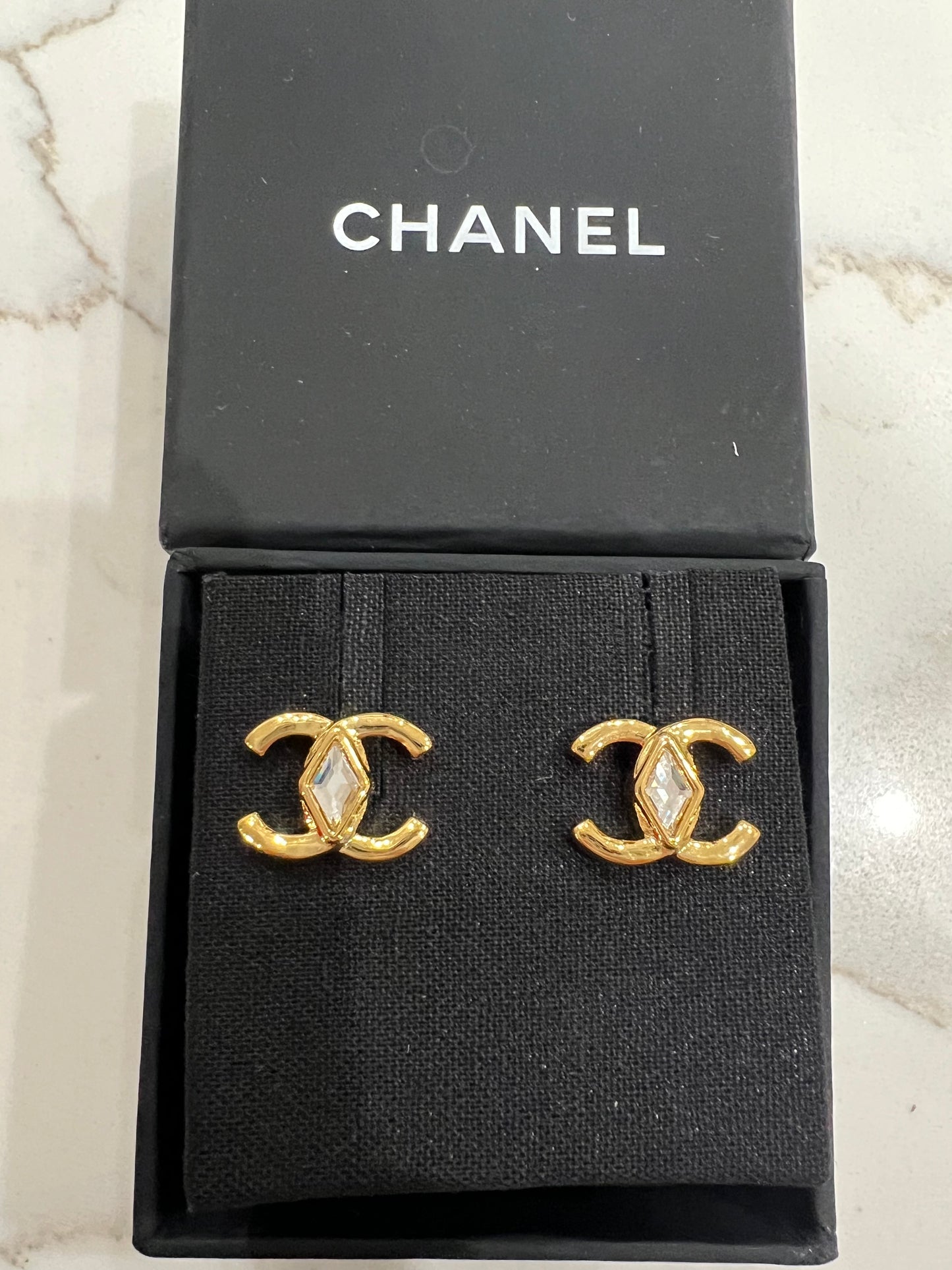 23C Chanel crystal CC earrings