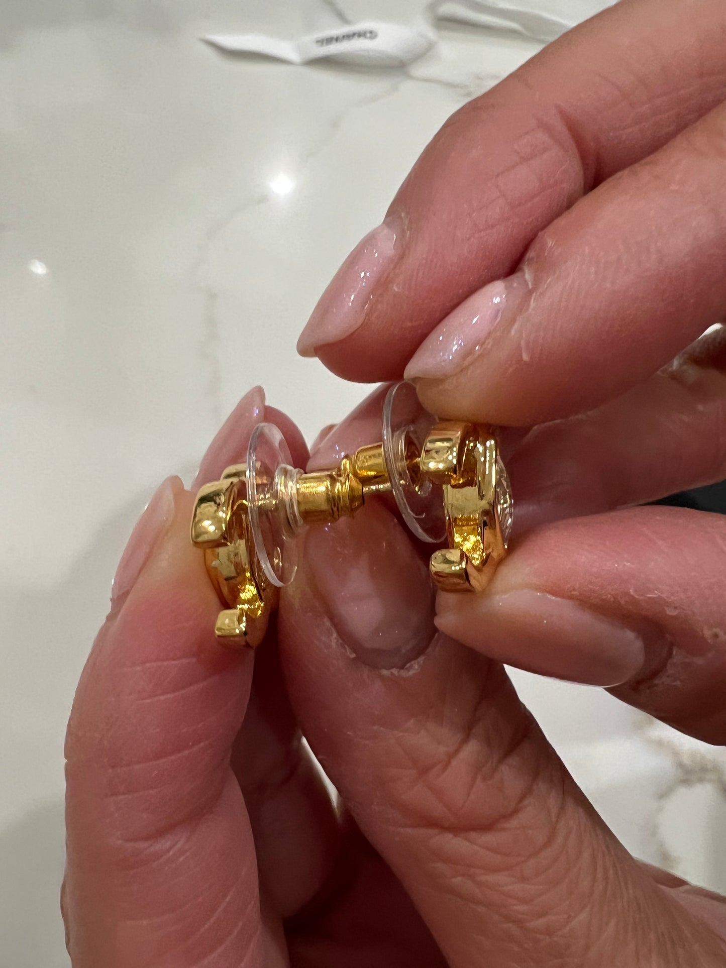 23C Chanel crystal CC earrings