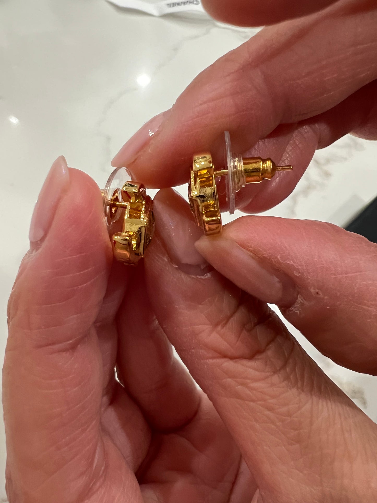 23C Chanel crystal CC earrings