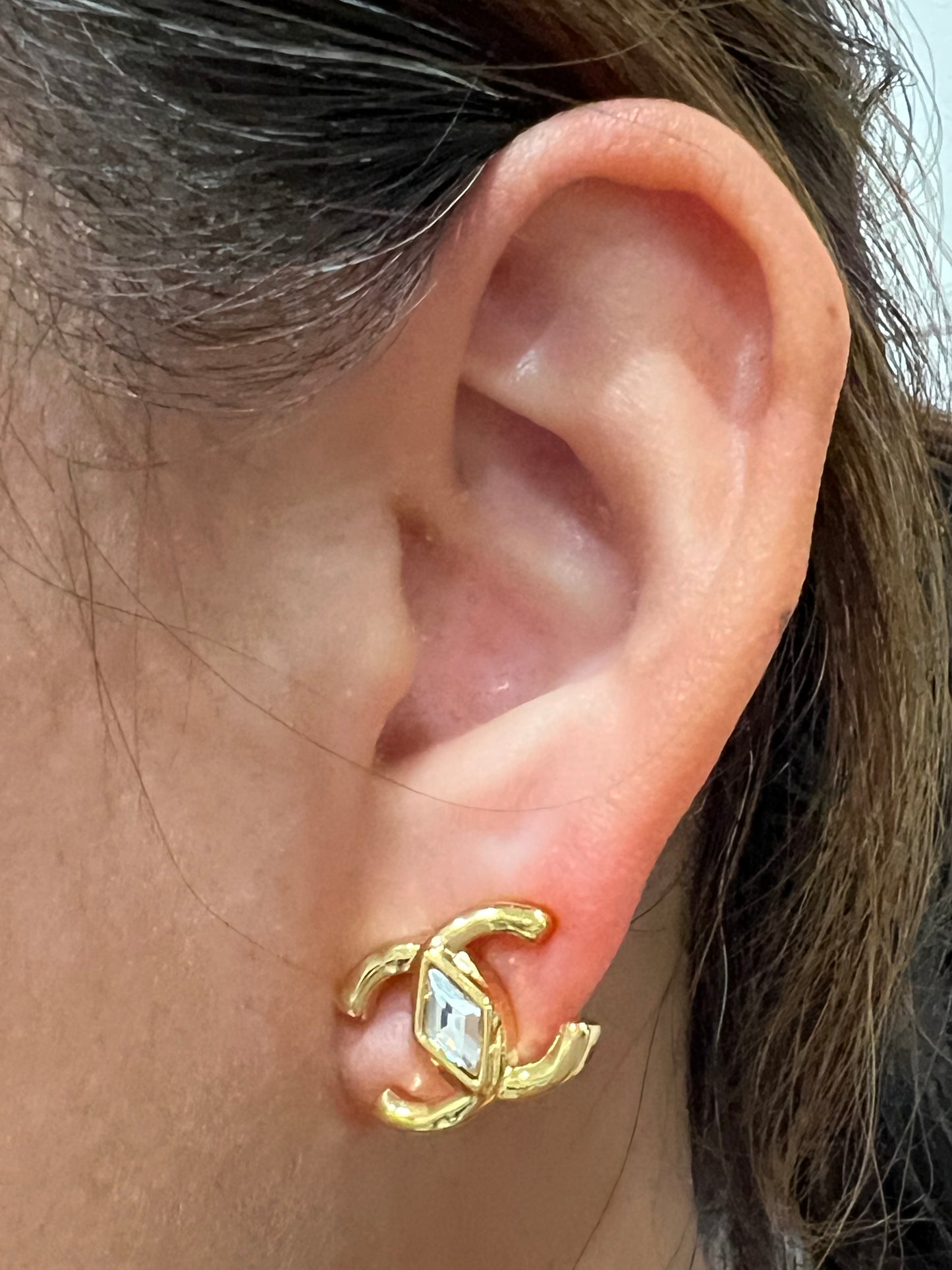 23C Chanel crystal CC earrings